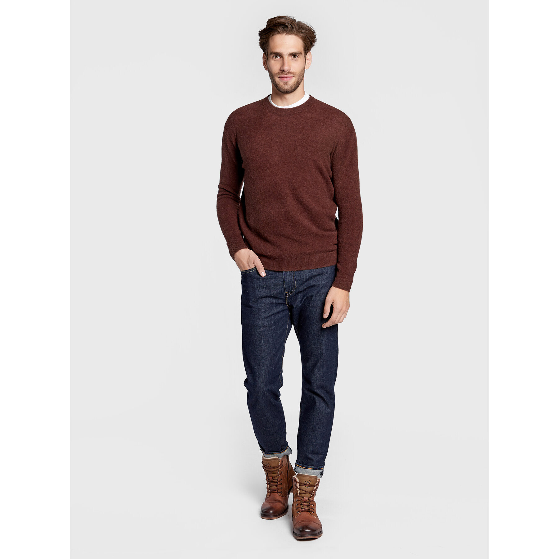 American Vintage Пуловер MRAZ18AH22 Кафяв Regular Fit - Pepit.bg