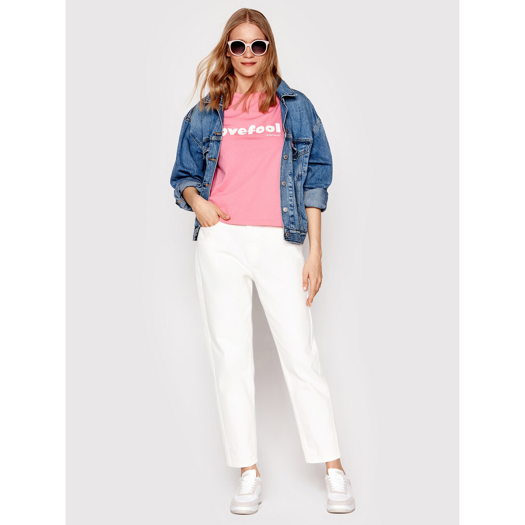 Americanos Дънки Formosa Бял Mom Fit - Pepit.bg
