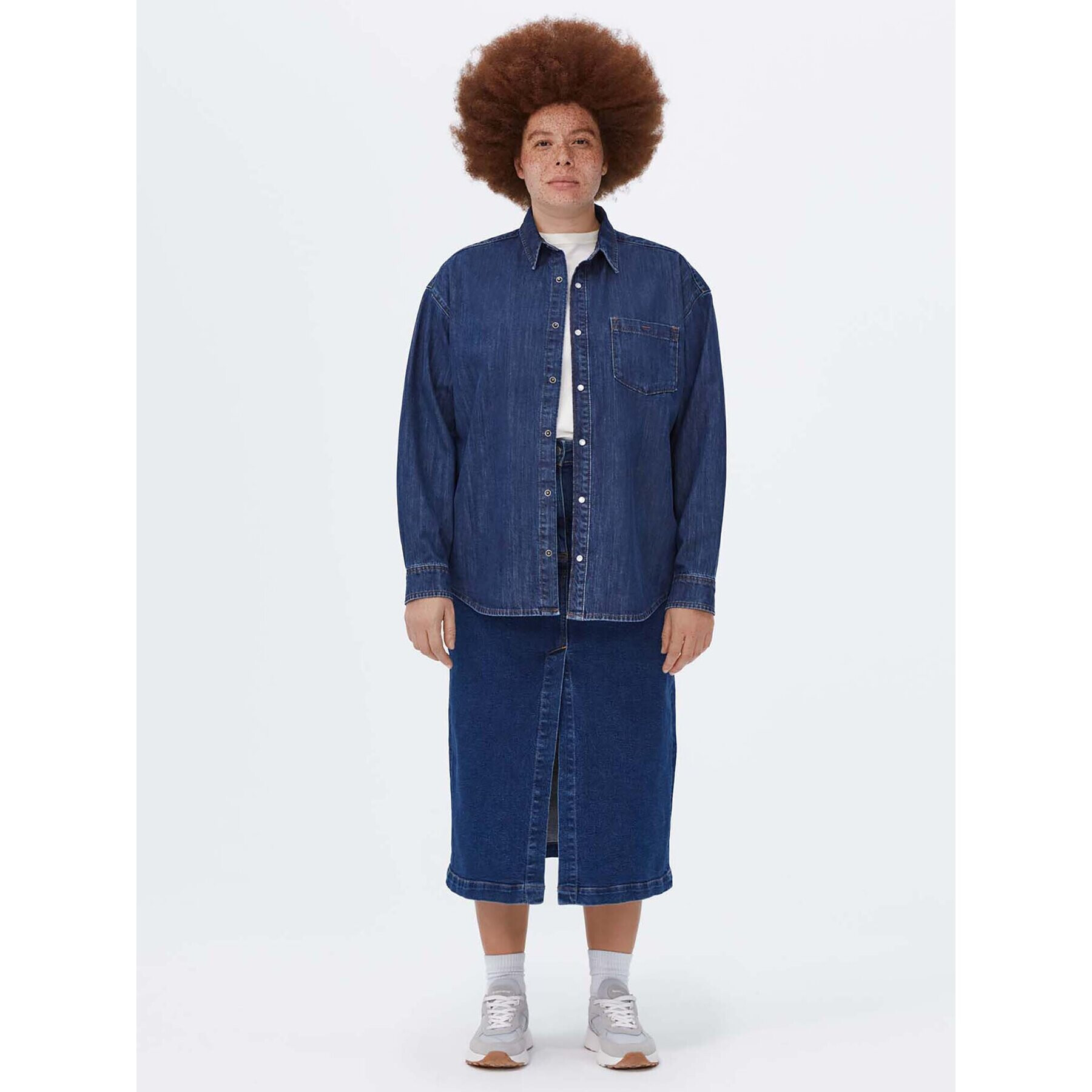 Americanos дънкова риза Unisex Michigan Тъмносин Oversize - Pepit.bg