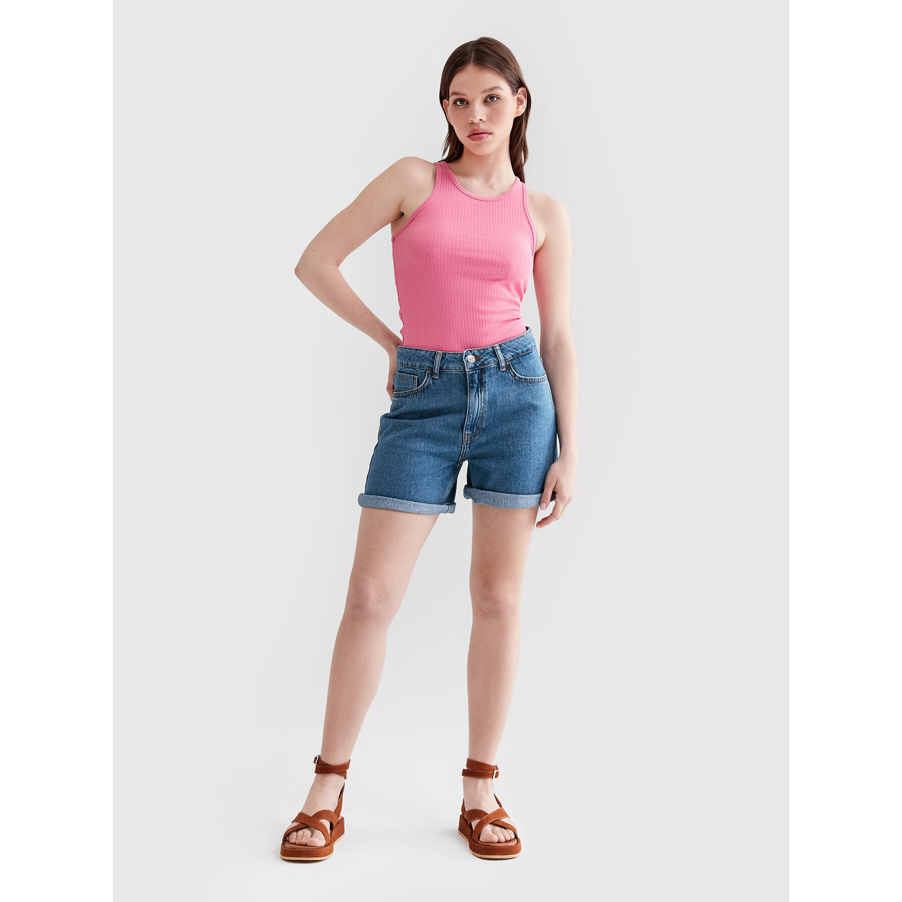 Americanos Дънкови шорти Florida Син Mom Fit - Pepit.bg