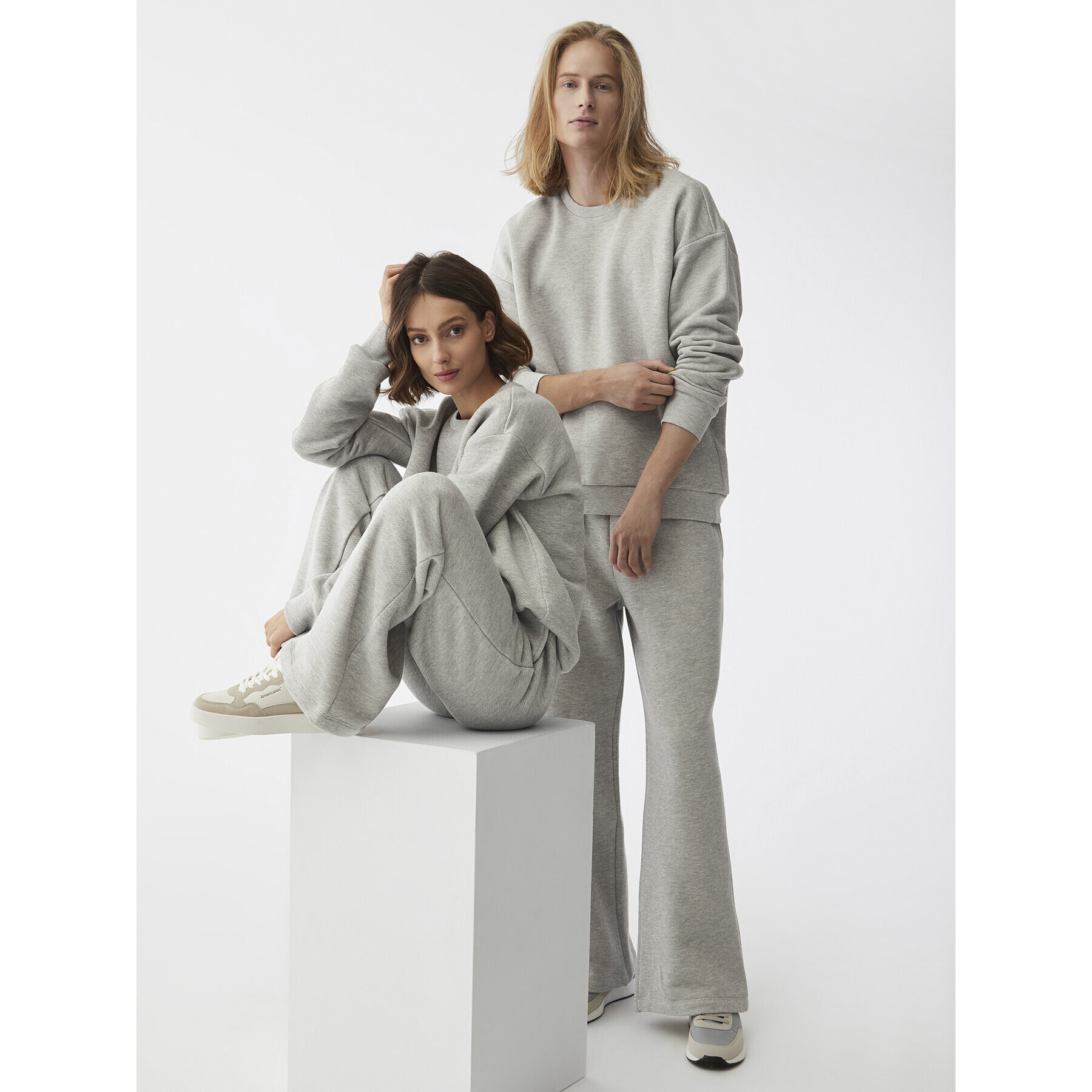 Americanos Долнище анцуг Unisex Chicago Сив Wide Leg - Pepit.bg