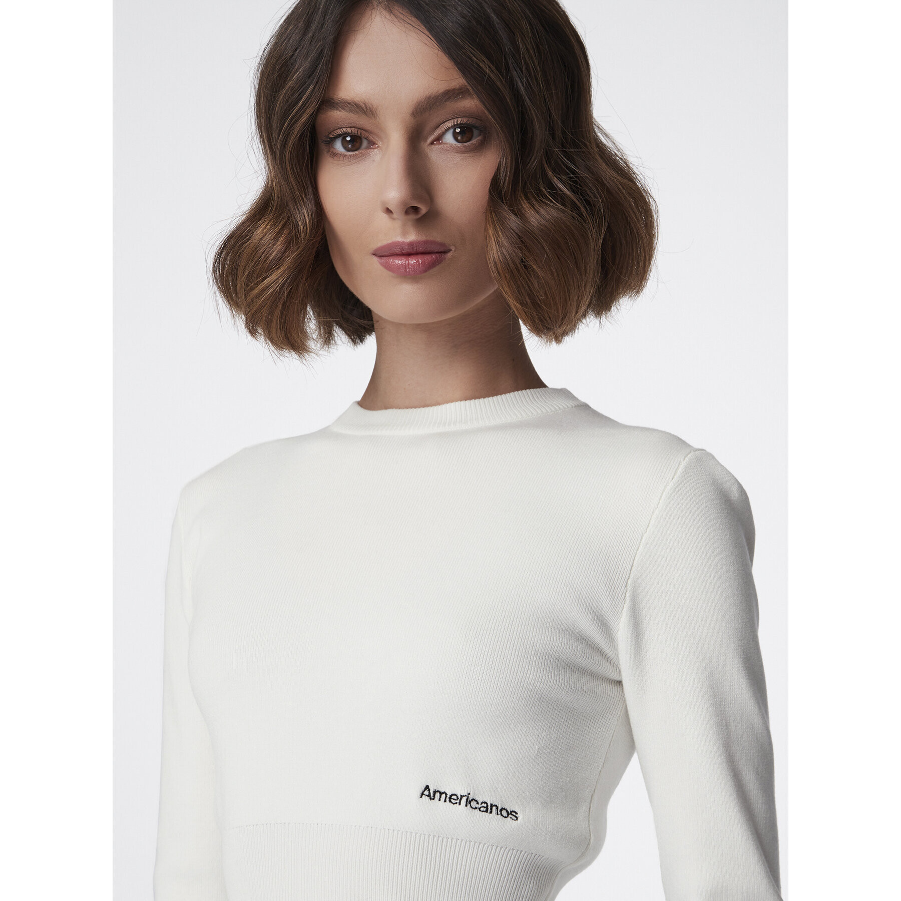Americanos Пуловер Alasca Бял Cropped Fit - Pepit.bg