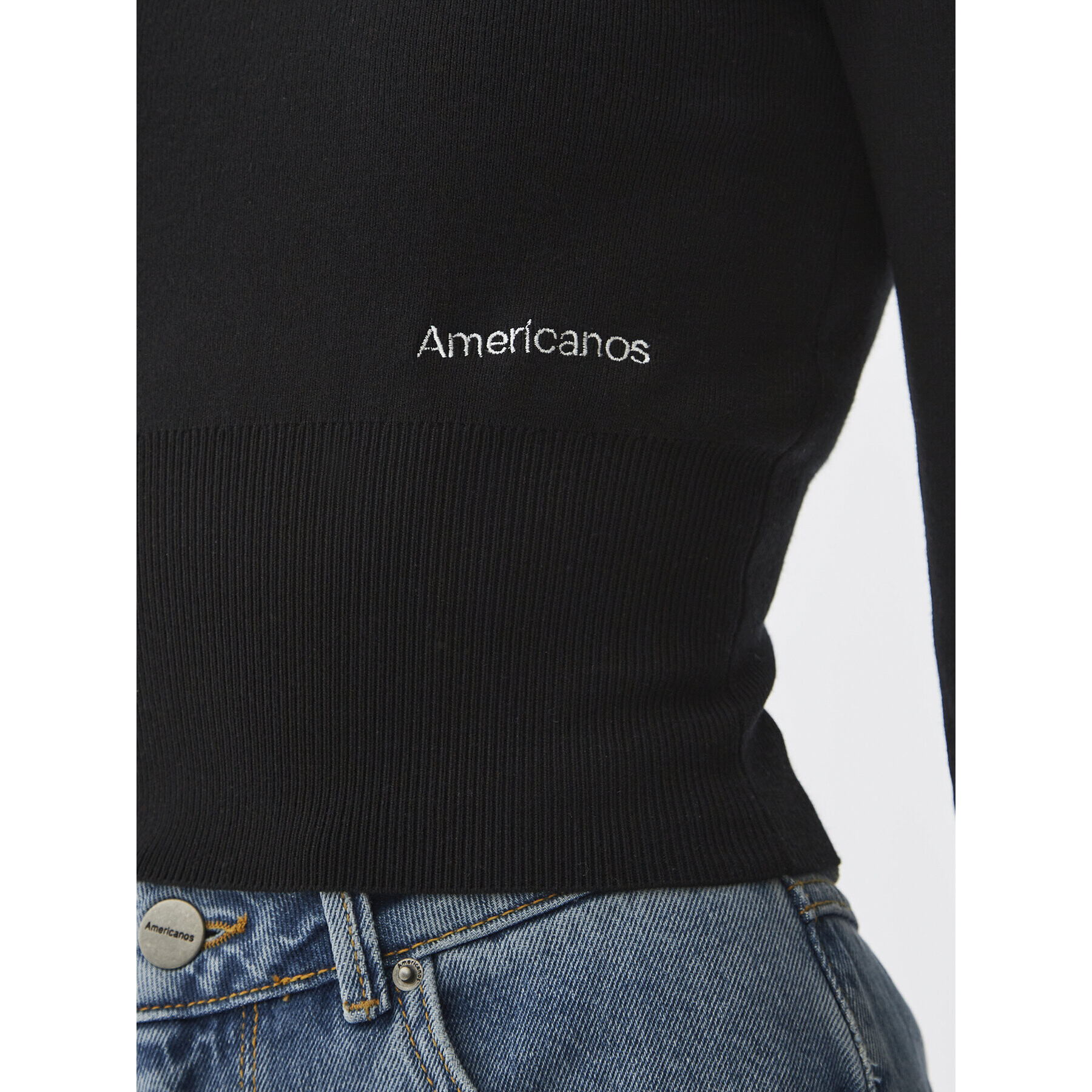 Americanos Пуловер Alasca Черен Cropped Fit - Pepit.bg