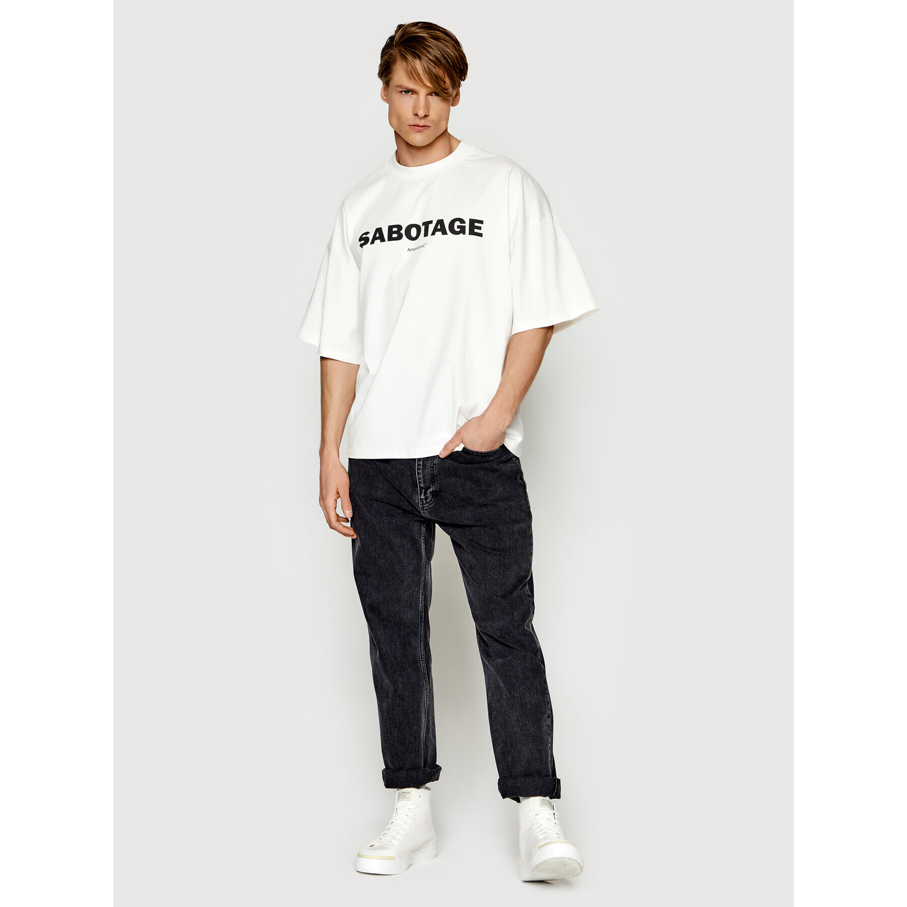 Americanos Тишърт Unisex Brooklyn Heavy Бял Oversize - Pepit.bg