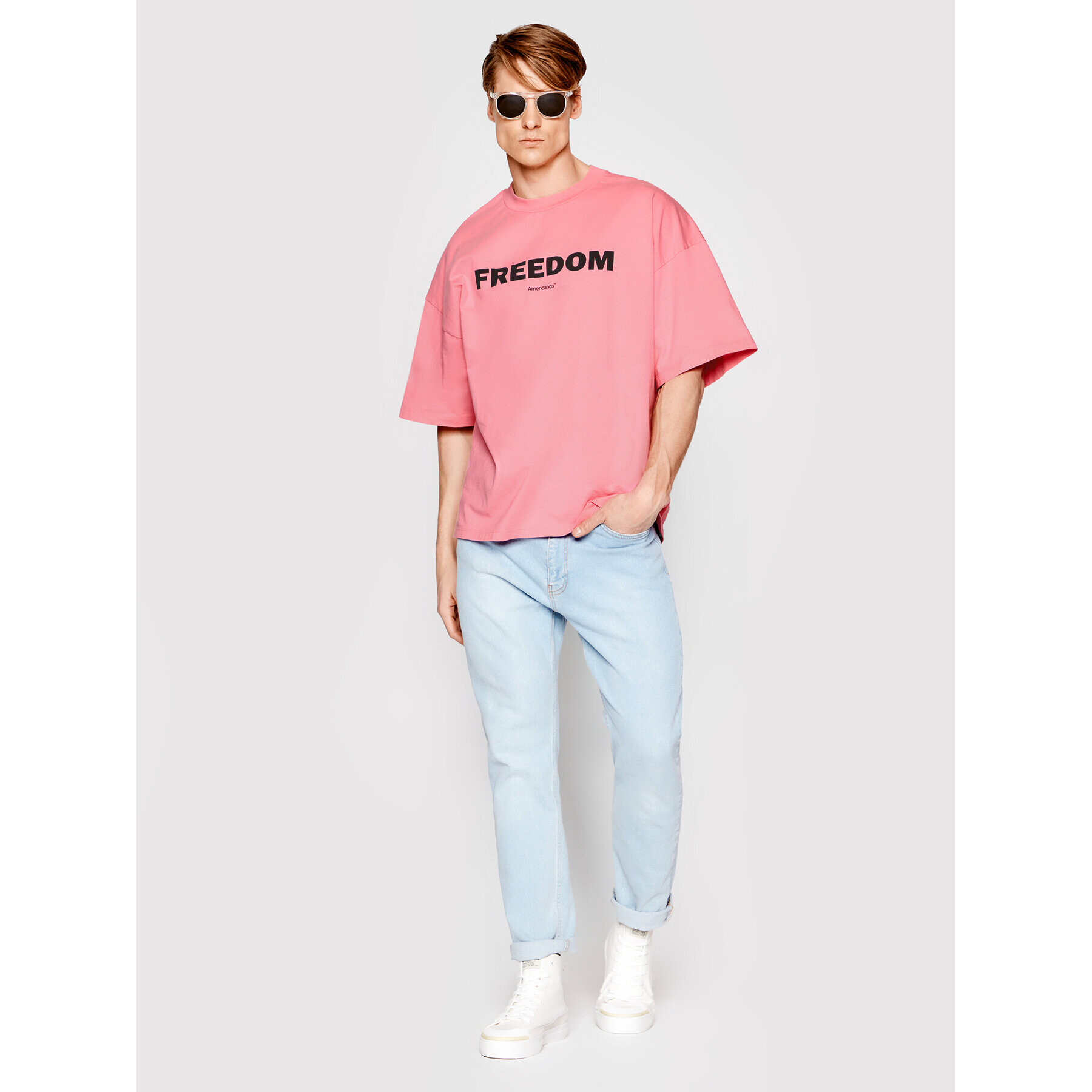 Americanos Тишърт Unisex Brooklyn Heavy Jersey Розов Oversize - Pepit.bg