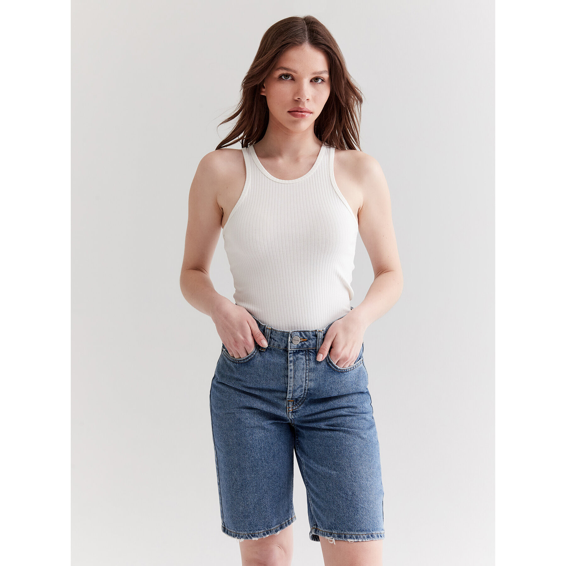 Americanos топ Martinique Бял Skinny Fit - Pepit.bg