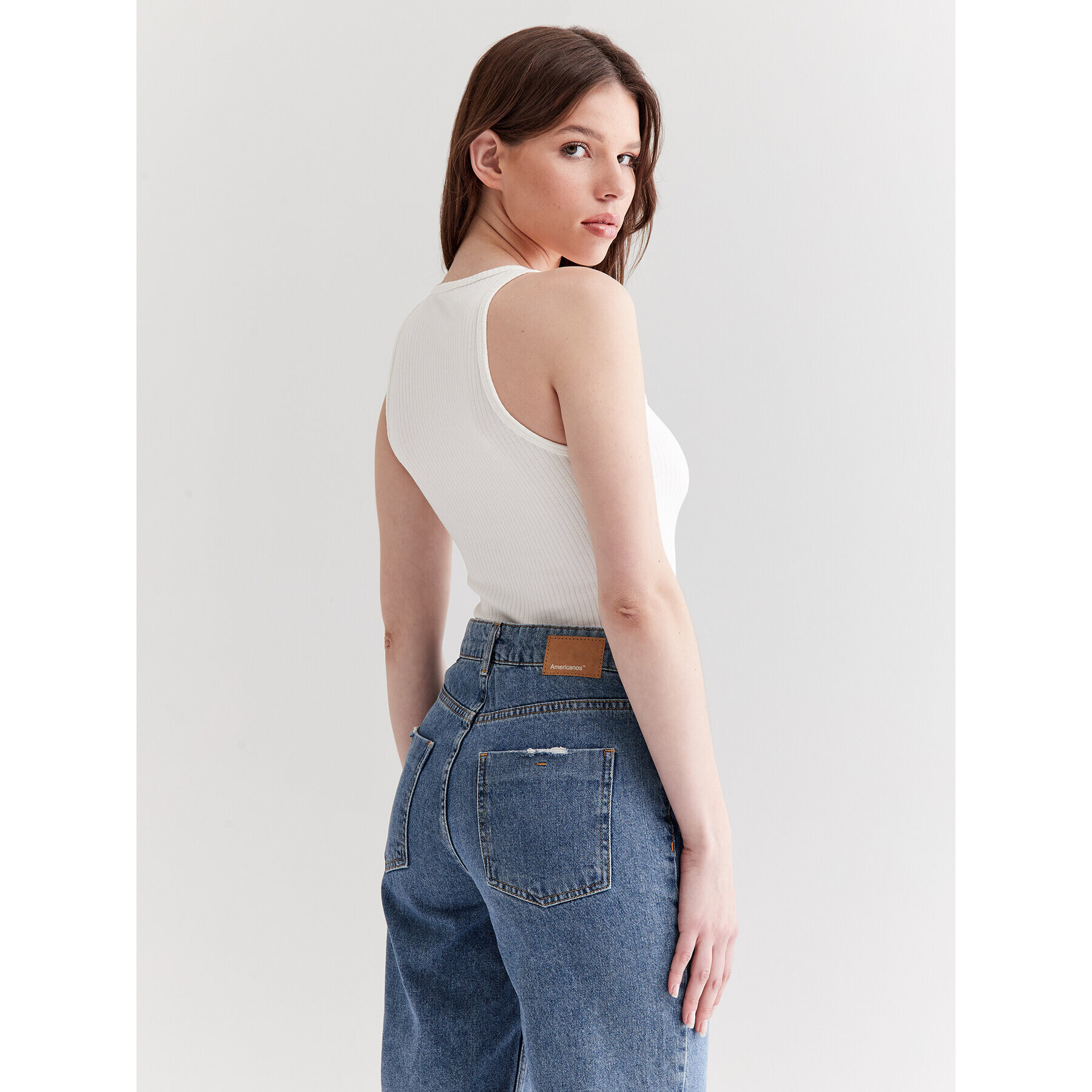 Americanos топ Martinique Бял Skinny Fit - Pepit.bg