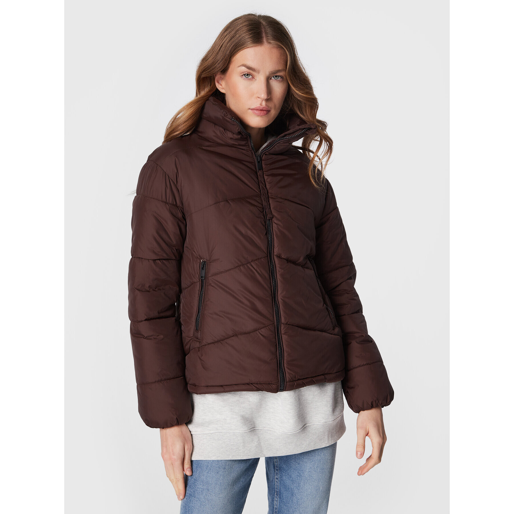 b.young Пухено яке Bybomina 20811751 Кафяв Regular Fit - Pepit.bg