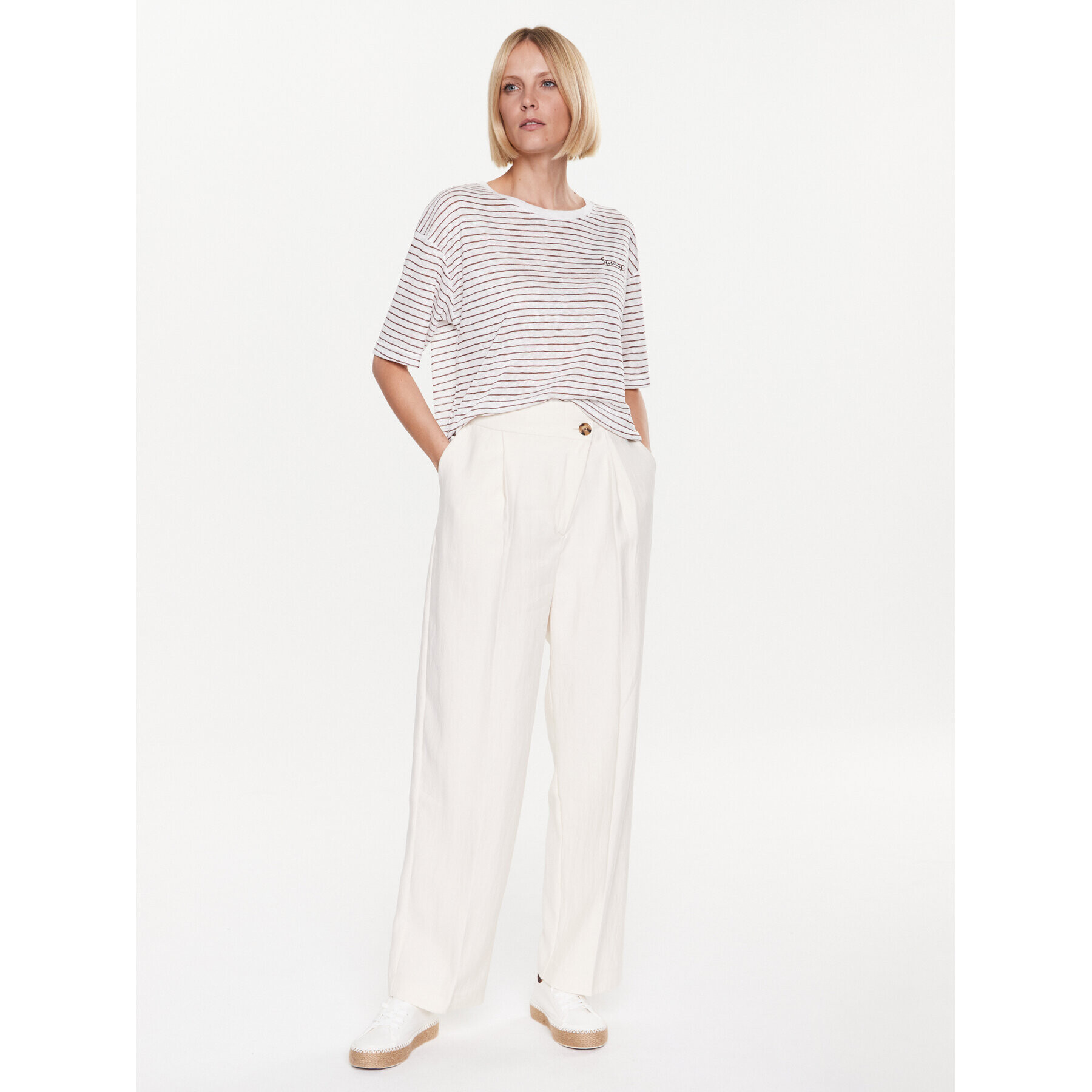 b.young Тишърт 20813304 Екрю Loose Fit - Pepit.bg