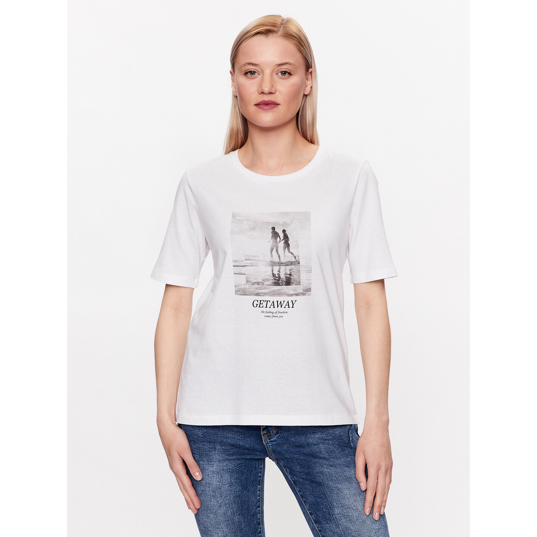 b.young Тишърт Safa 20813322 Бял Regular Fit - Pepit.bg