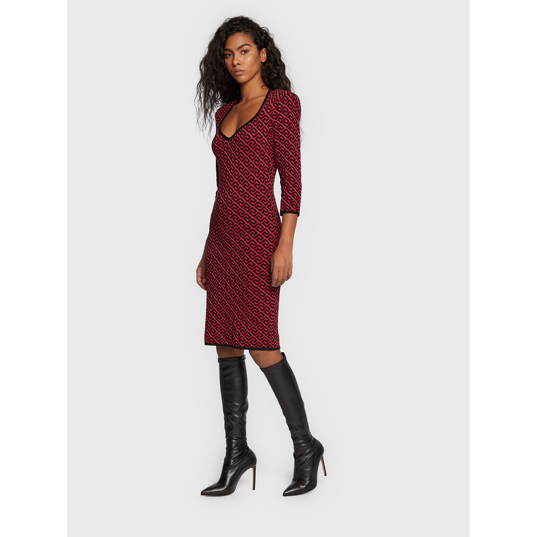 Babylon Плетена рокля R_S00899 Червен Slim Fit - Pepit.bg