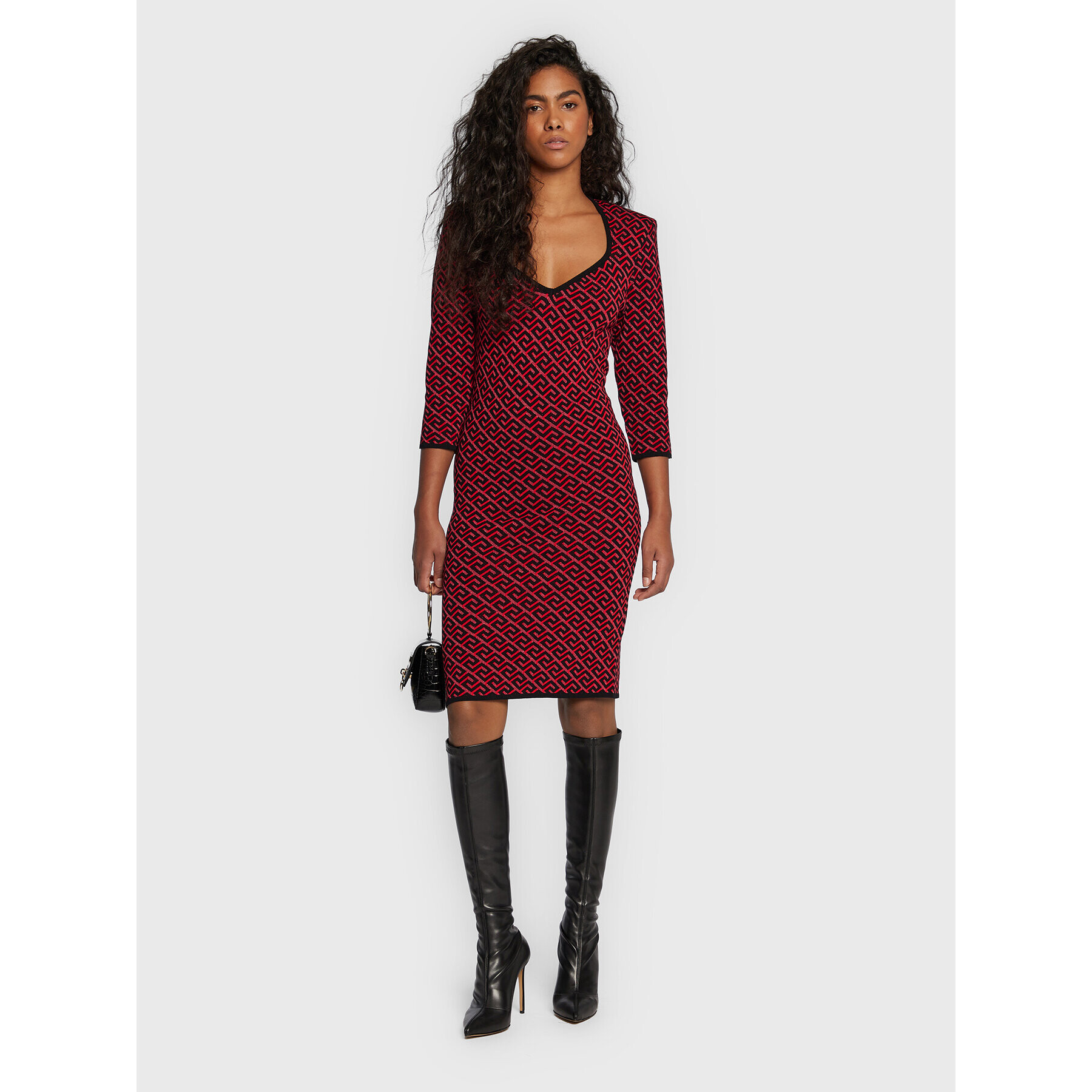 Babylon Плетена рокля R_S00899 Червен Slim Fit - Pepit.bg