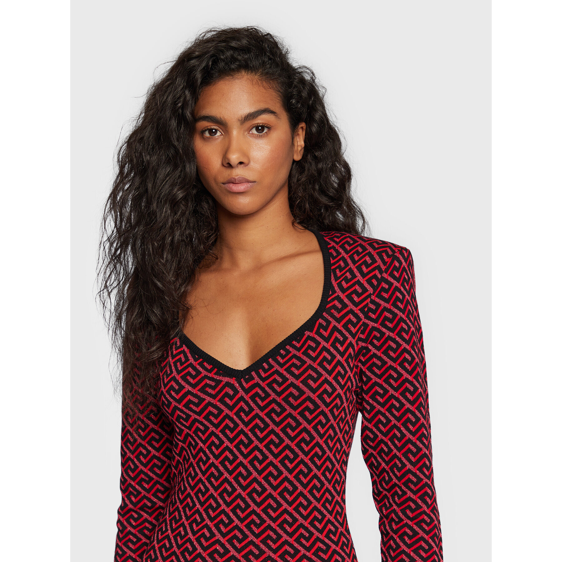 Babylon Плетена рокля R_S00899 Червен Slim Fit - Pepit.bg