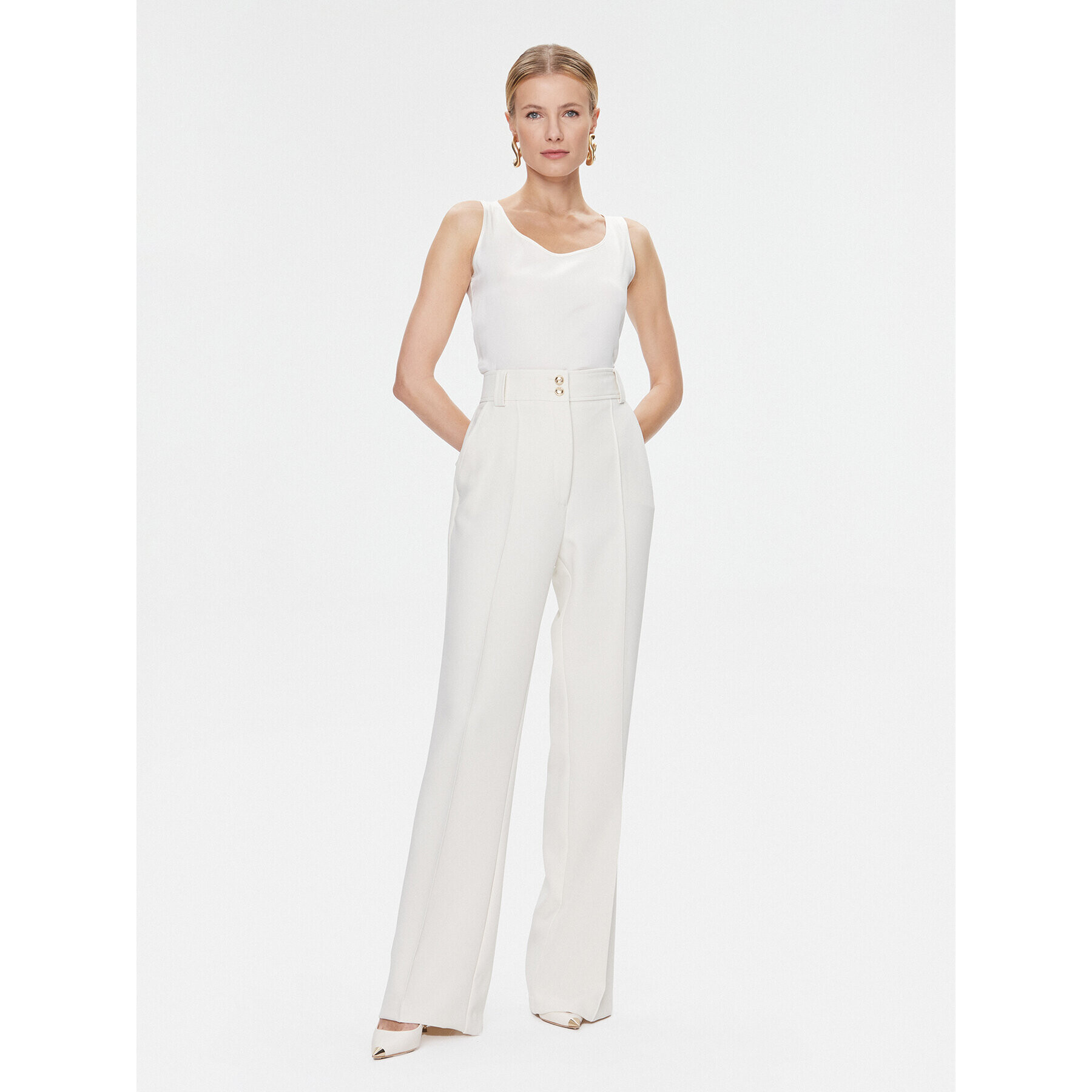 Babylon Текстилни панталони S00534 Екрю Regular Fit - Pepit.bg