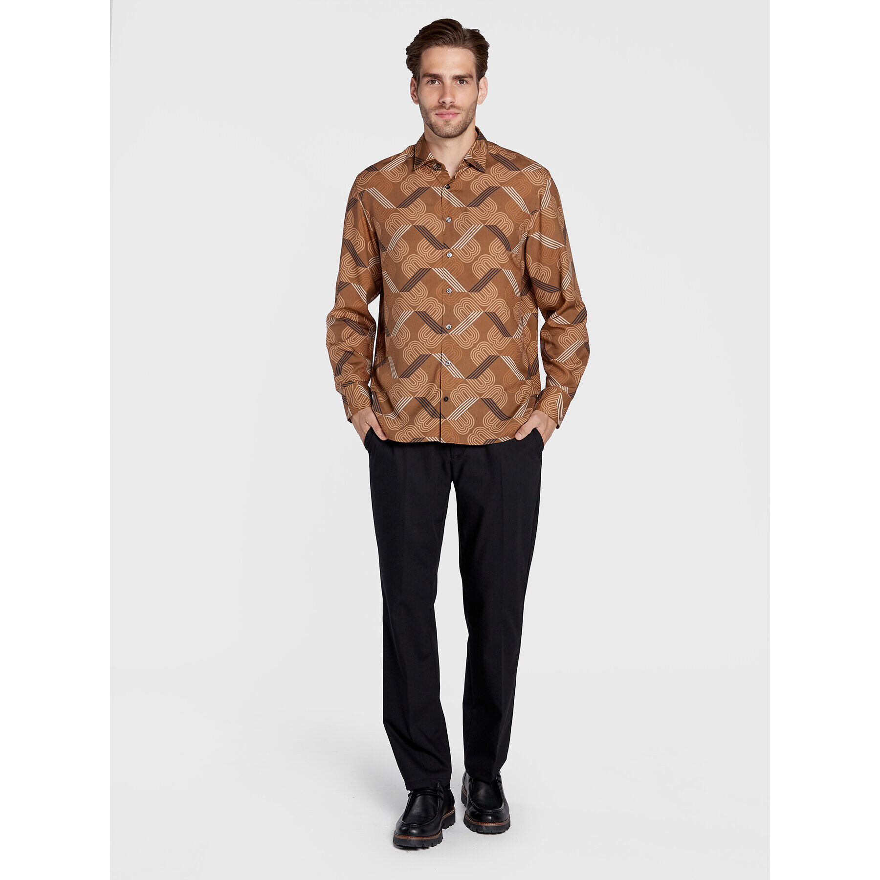 Baldessarini Риза B3 56011/000/3070 Кафяв Regular Fit - Pepit.bg