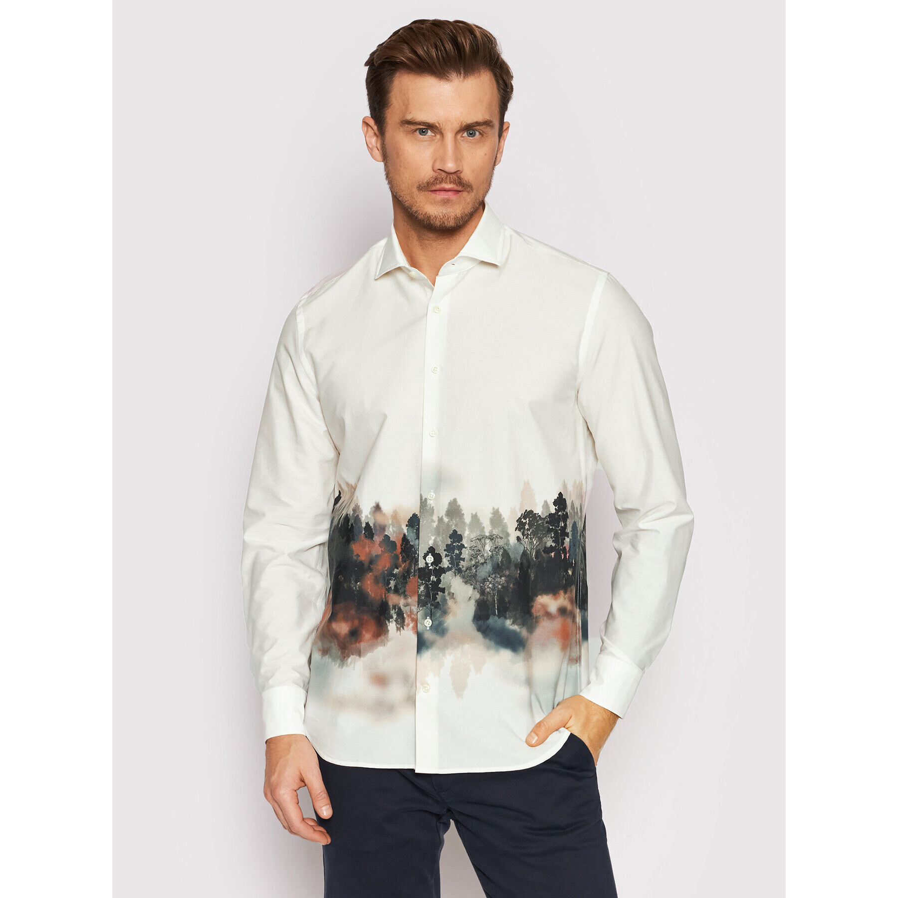 Baldessarini Риза Keith B3 10001/000/3042 Бял Regular Fit - Pepit.bg