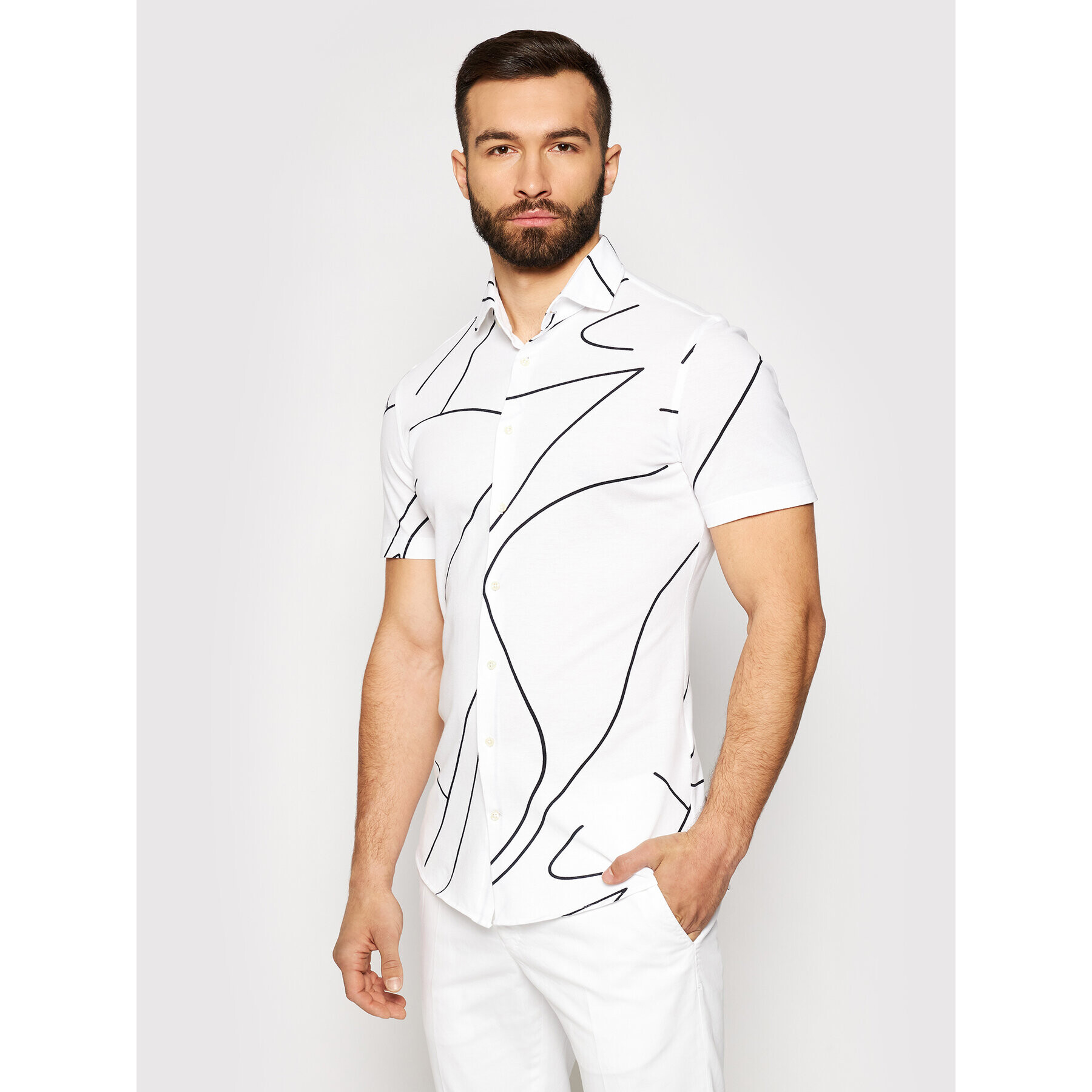 Baldessarini Риза Keith B3 31000 3510 1010 Бял Regular Fit - Pepit.bg