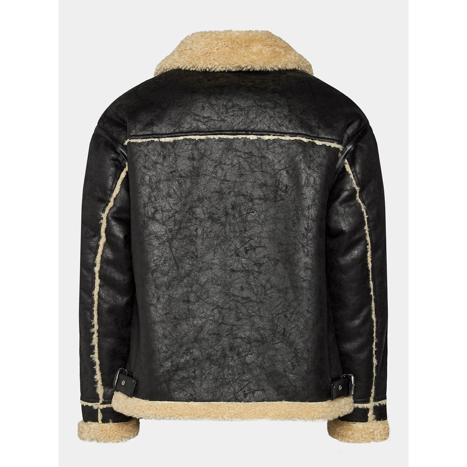 BDG Urban Outfitters Яке от имитация на кожа Shearling Aviator 77394369 Черен Oversize - Pepit.bg