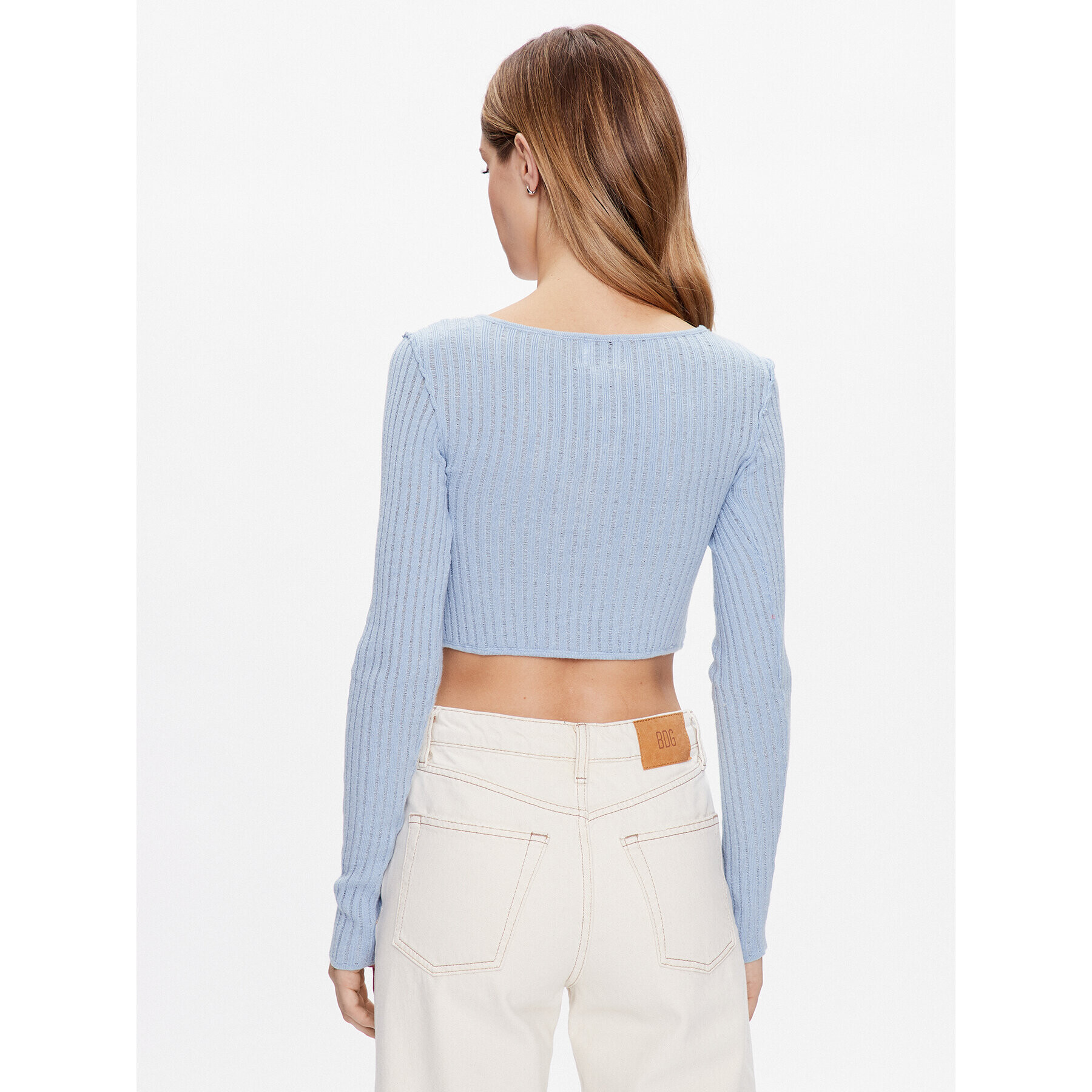 BDG Urban Outfitters Кардиган BDG MINI RIB SOFT CADI 76469527 Син Cropped Fit - Pepit.bg