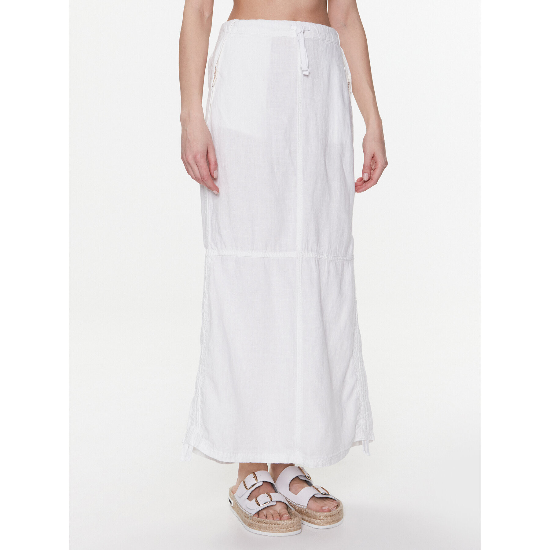 BDG Urban Outfitters Макси пола BDG BAGGY LINEN SKIRT 76472083 Бял - Pepit.bg