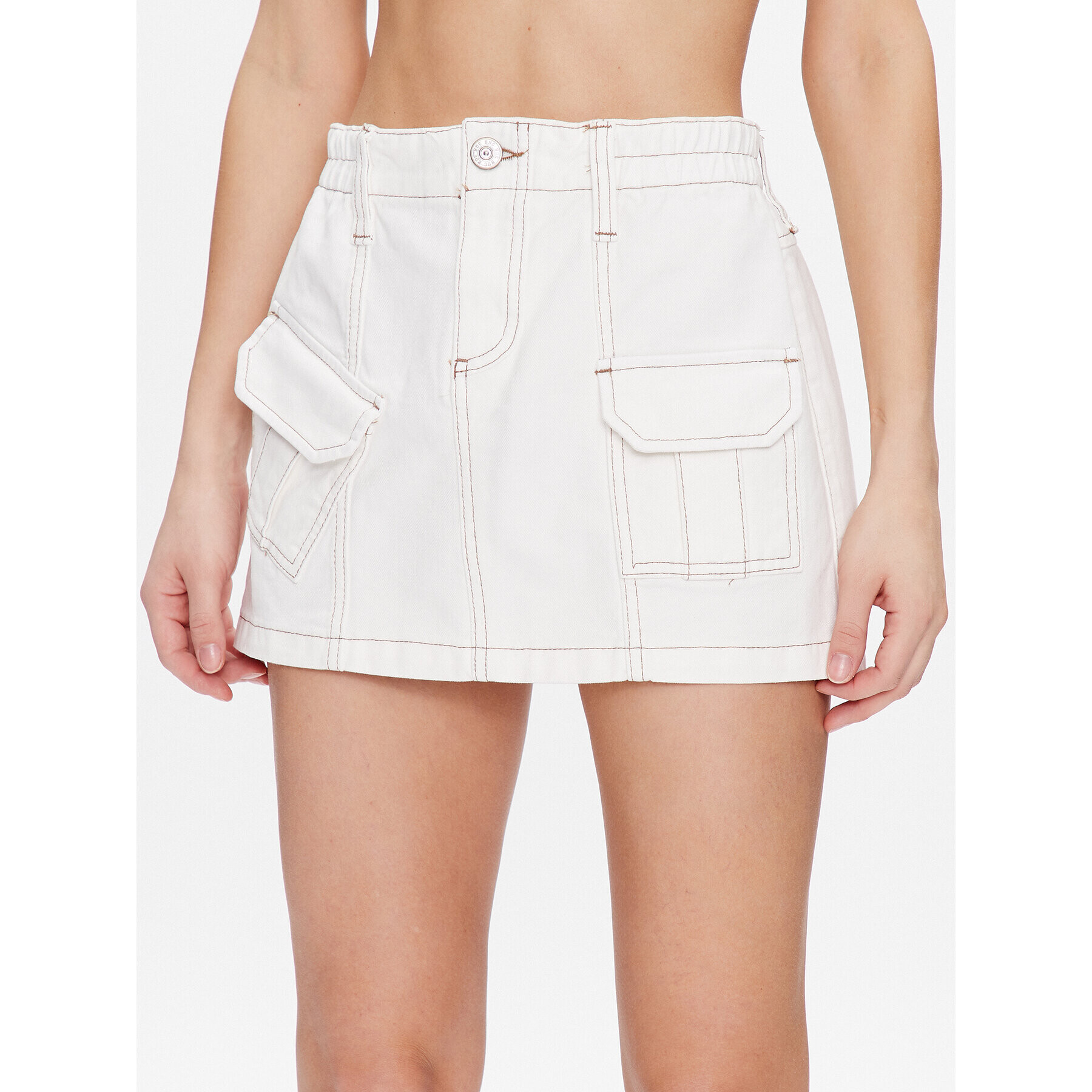 BDG Urban Outfitters Мини пола BDG Y2K DENIM SKIRT WHITE 76471838 Бял Feminine Fit - Pepit.bg