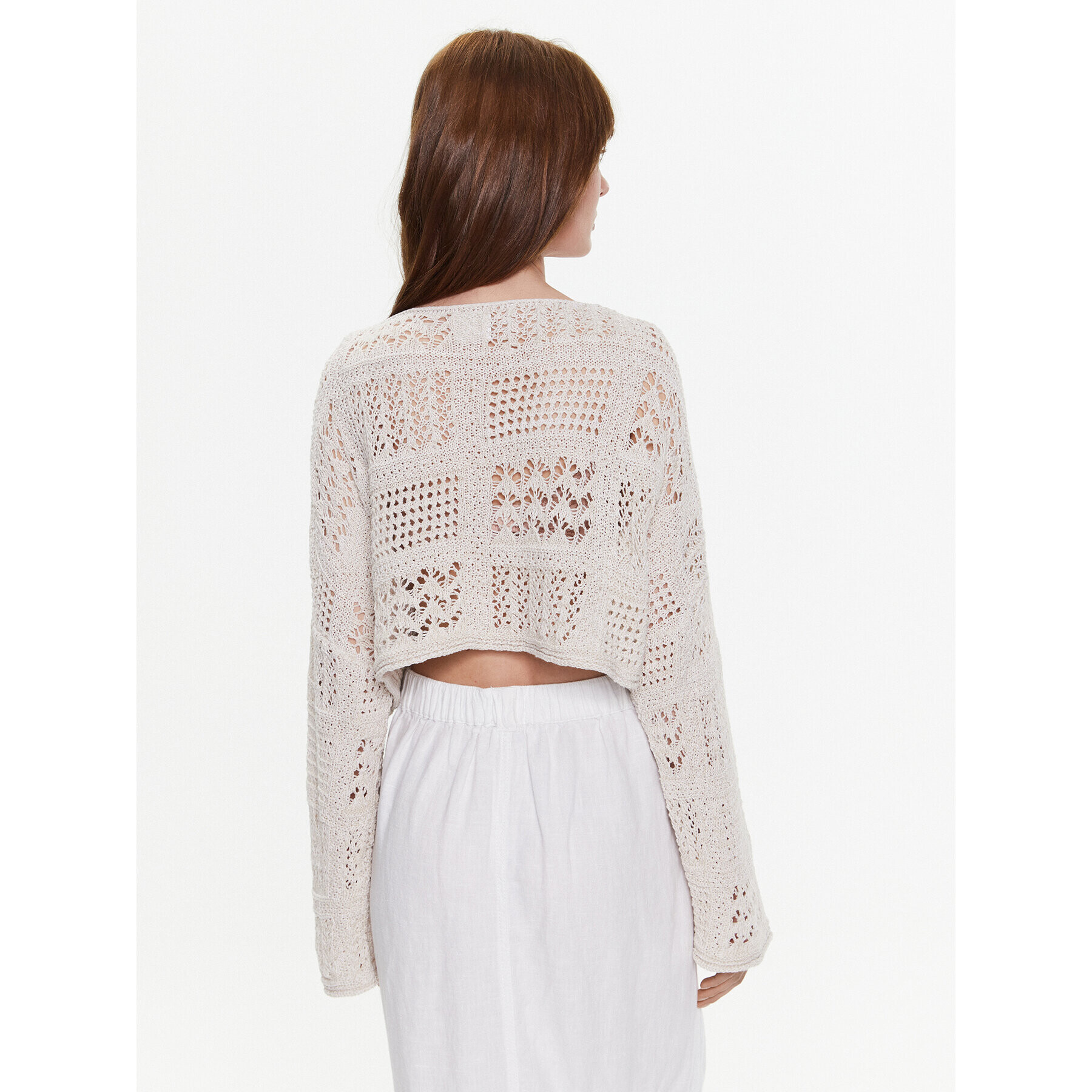 BDG Urban Outfitters Пуловер BDG MIX TEXTURE OPEN KNIT 76469063 Бежов Cropped Fit - Pepit.bg