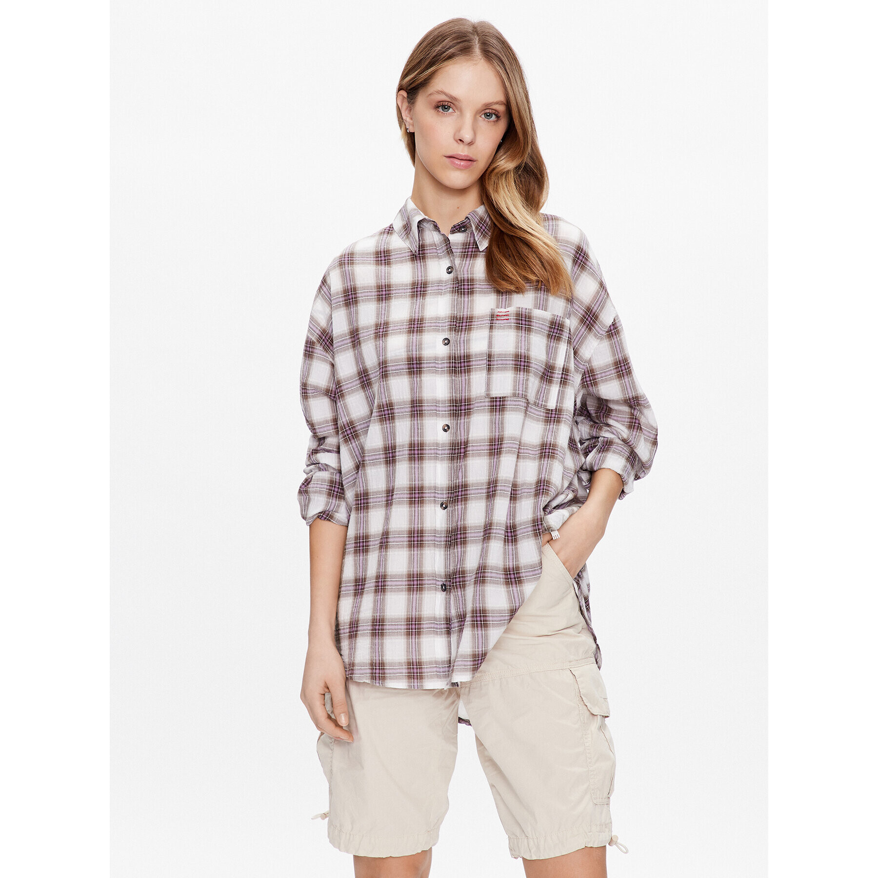 BDG Urban Outfitters Риза BDG CHECK SADIE 76466069 Бял Regular Fit - Pepit.bg