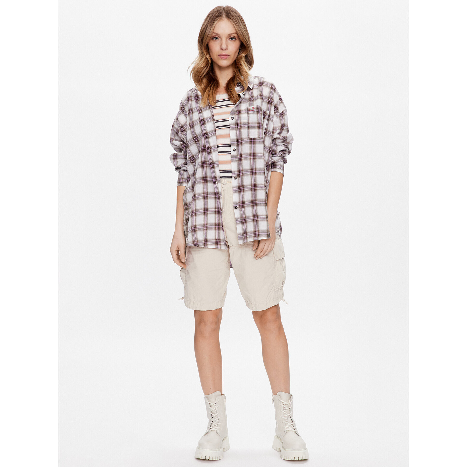 BDG Urban Outfitters Риза BDG CHECK SADIE 76466069 Бял Regular Fit - Pepit.bg