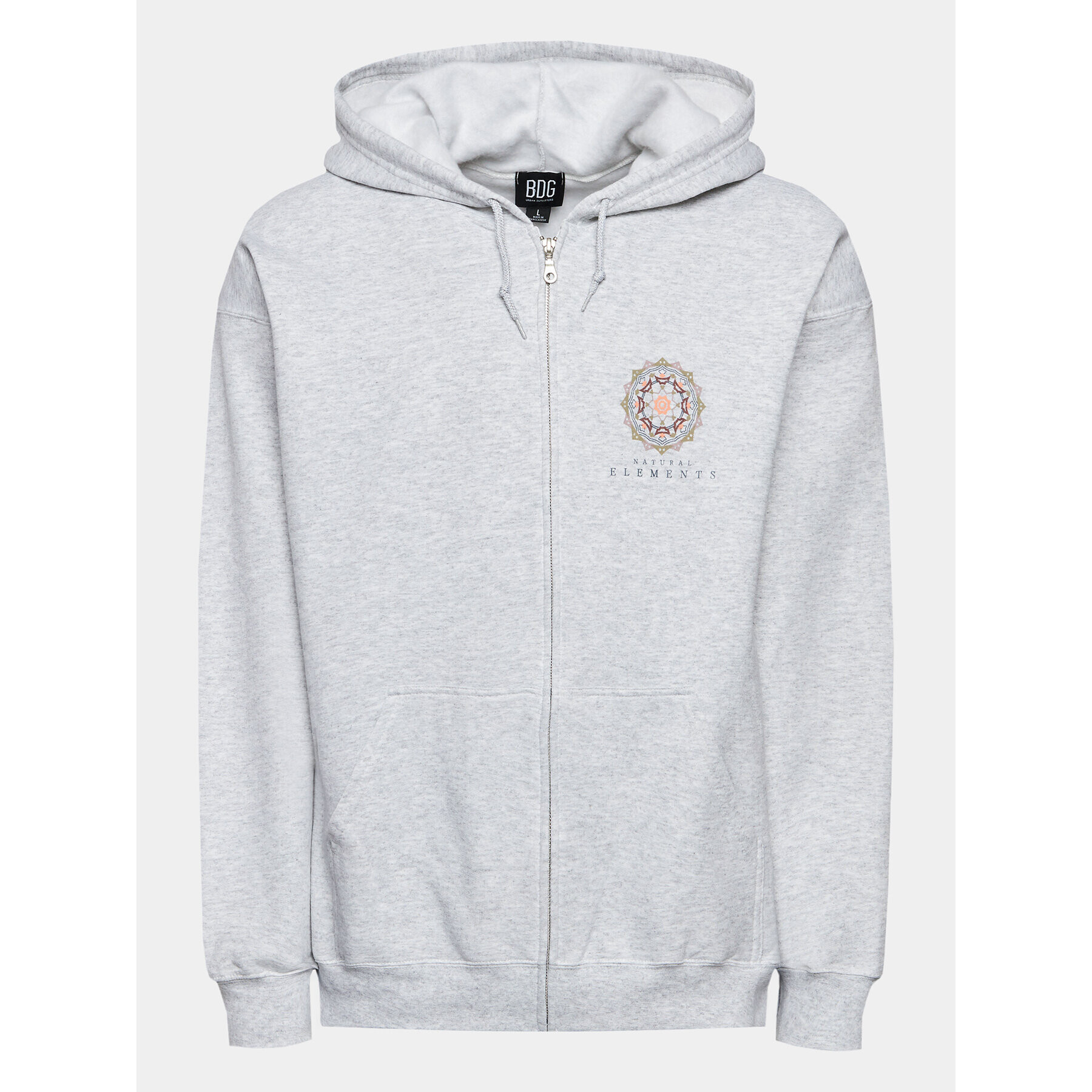 BDG Urban Outfitters Суитшърт Org Mandala Zip Thru 77173169 Сив Zipped Hoodie Fit - Pepit.bg