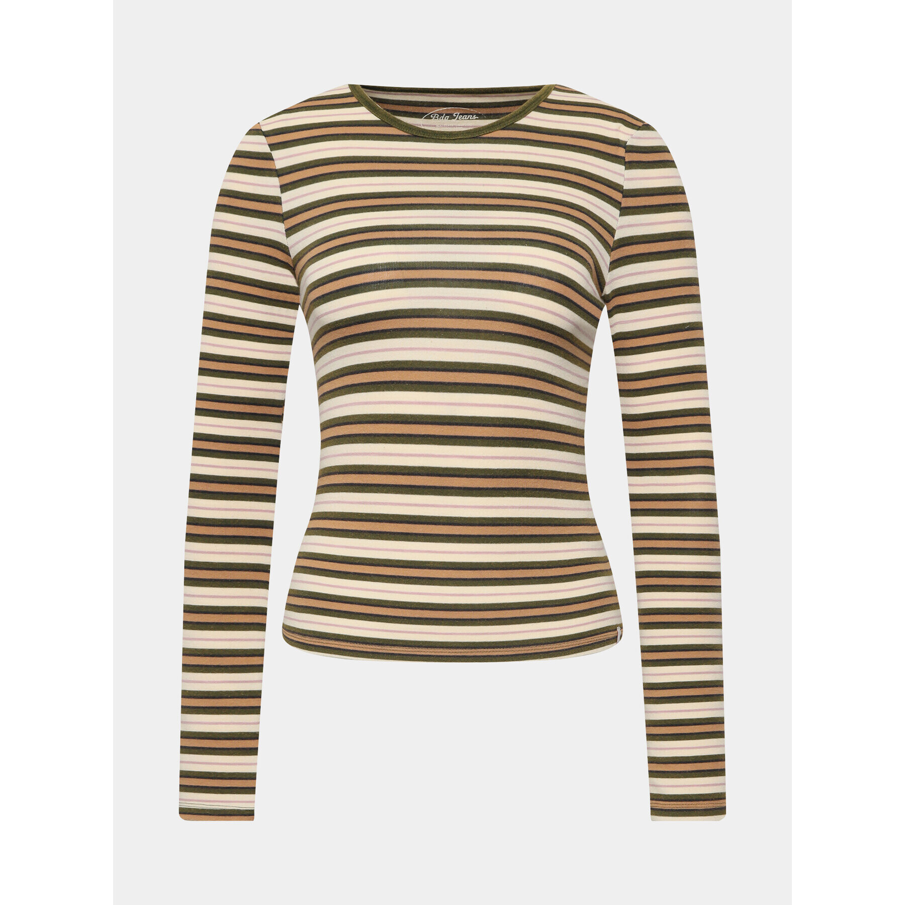 BDG Urban Outfitters Суитшърт Striped Crew Neck Ls 77096915 Бежов Slim Fit - Pepit.bg