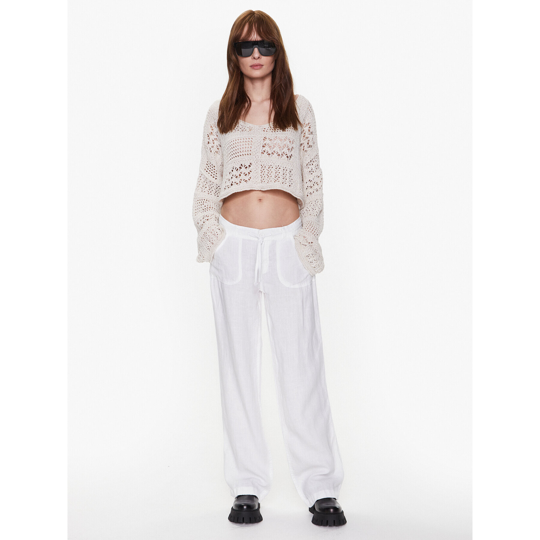 BDG Urban Outfitters Текстилни панталони BDG LINEN FIVE POCKET 76475037 Бял - Pepit.bg