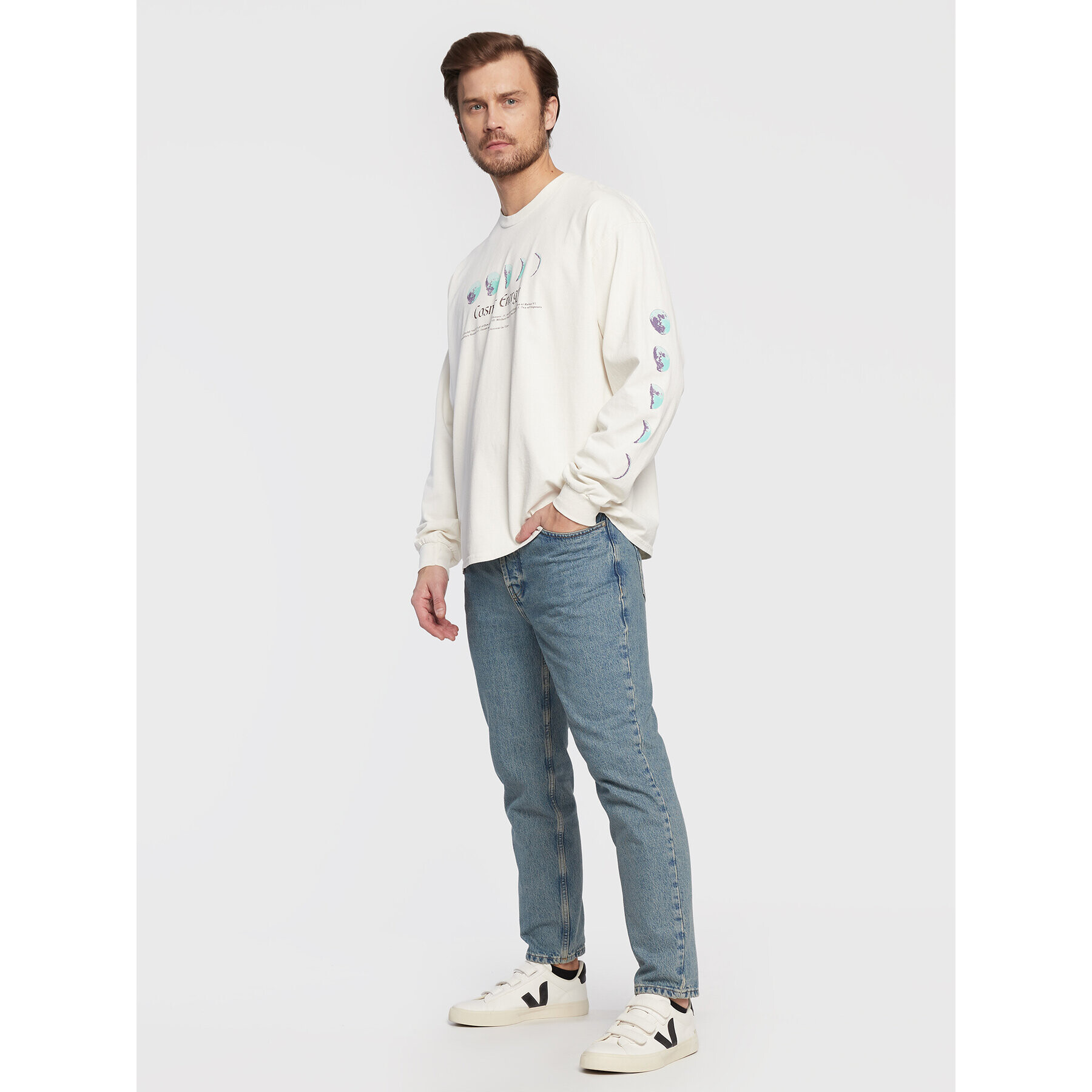 BDG Urban Outfitters Тениска с дълъг ръкав 76134246 Бял Relaxed Fit - Pepit.bg