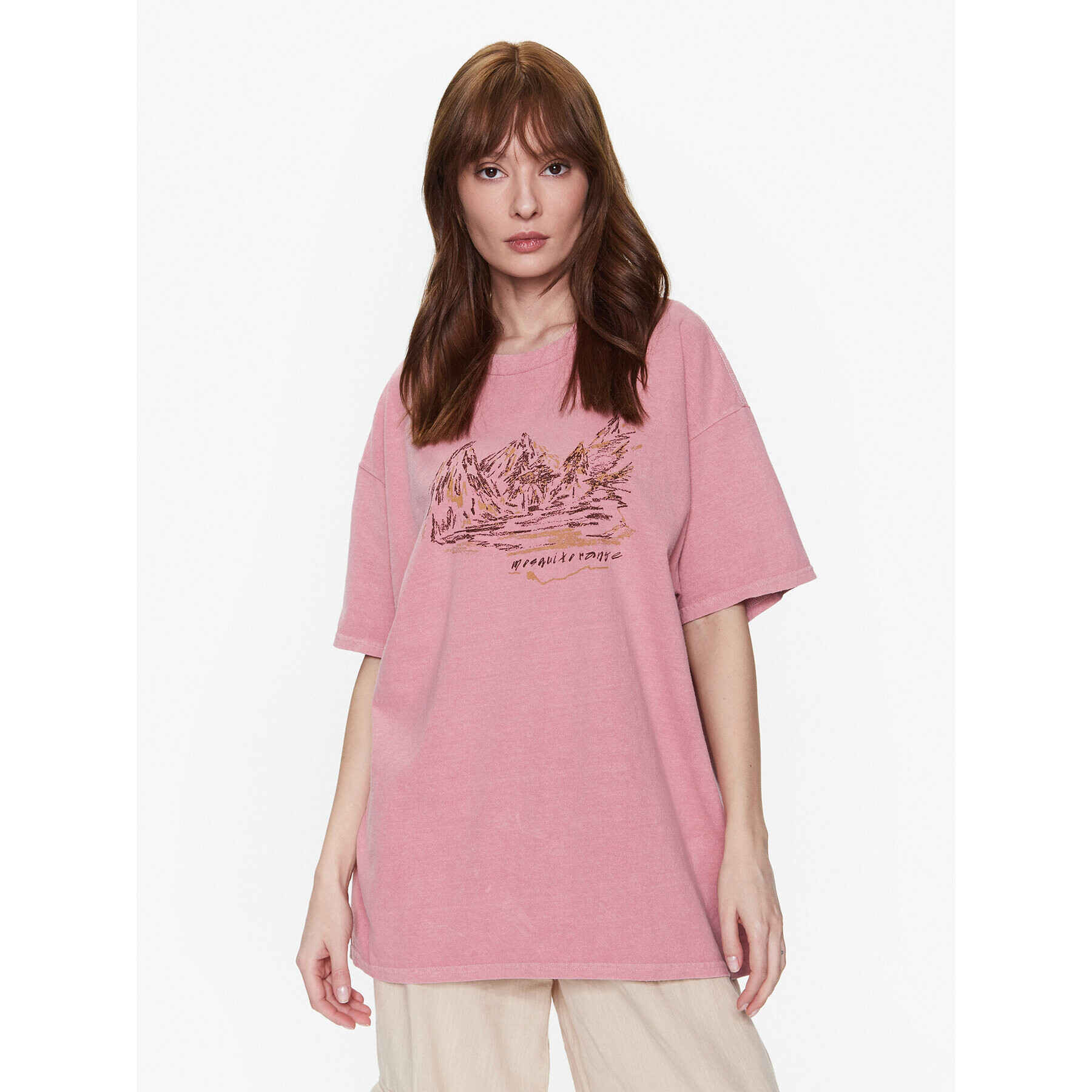 BDG Urban Outfitters Тишърт BDG MOSQUITO RANGE DAD T 76471770 Розов Oversize - Pepit.bg