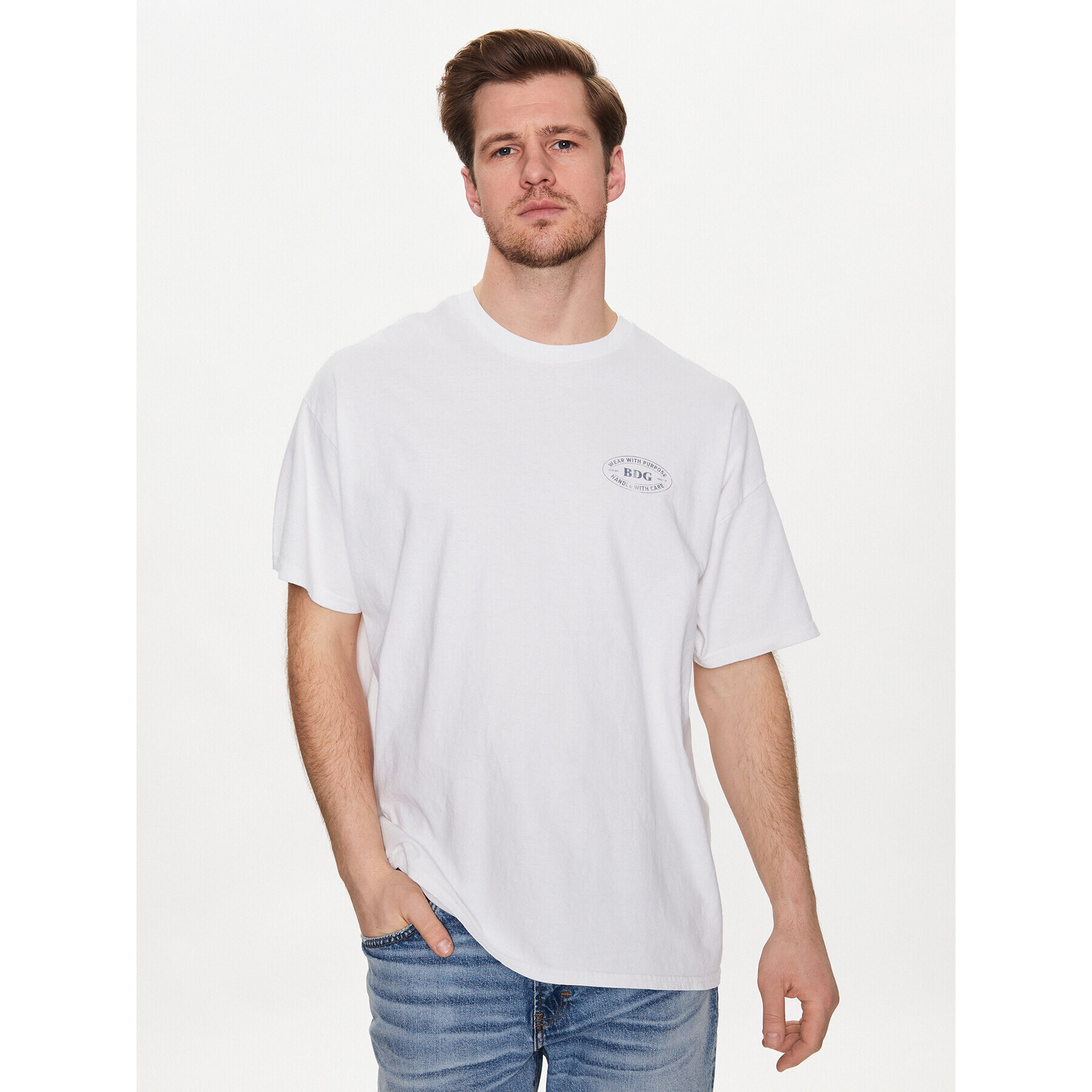 BDG Urban Outfitters Тишърт BDG TIGER HEAD TEE Бял Oversize - Pepit.bg