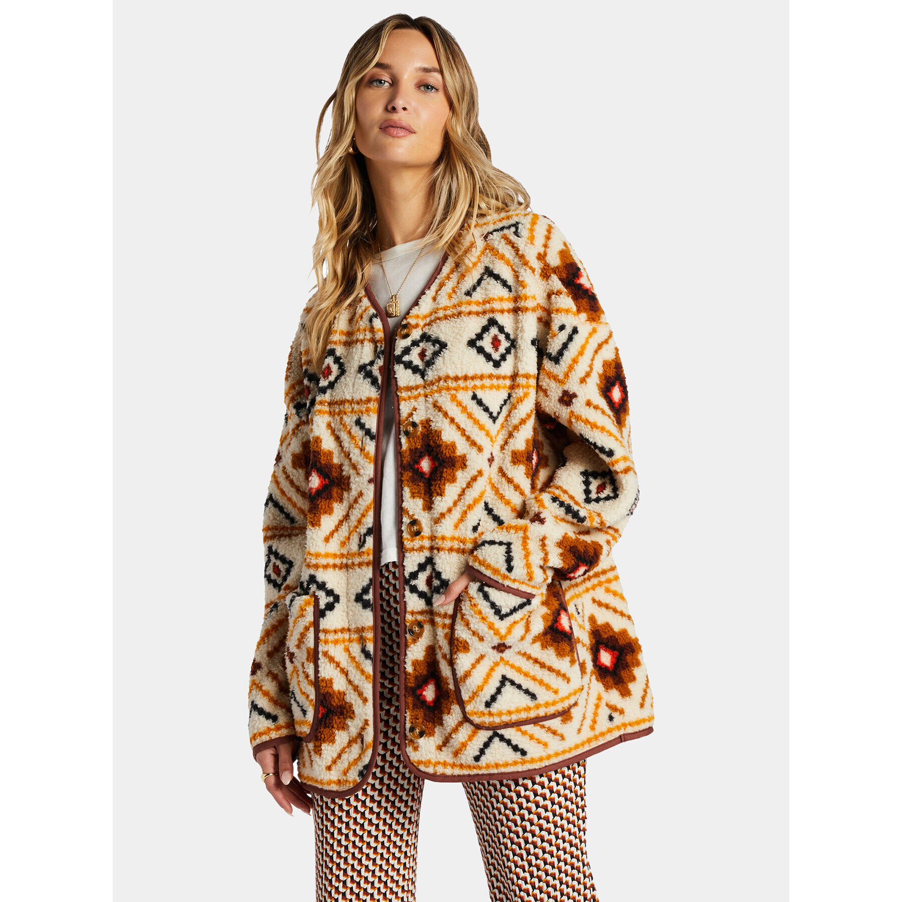 Billabong Преходно яке Fireside Cosy ABJFT00397 Бял Regular Fit - Pepit.bg