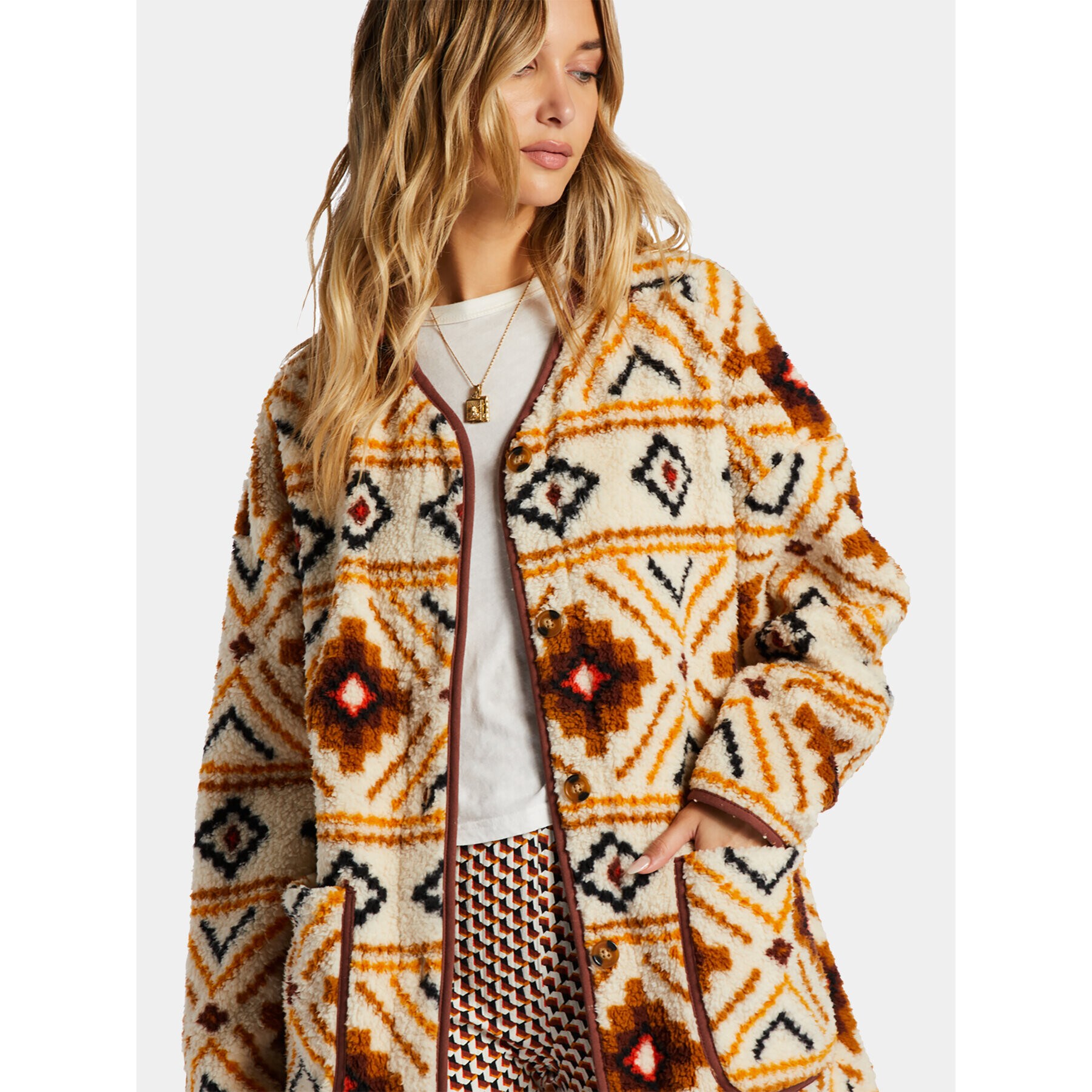 Billabong Преходно яке Fireside Cosy ABJFT00397 Бял Regular Fit - Pepit.bg