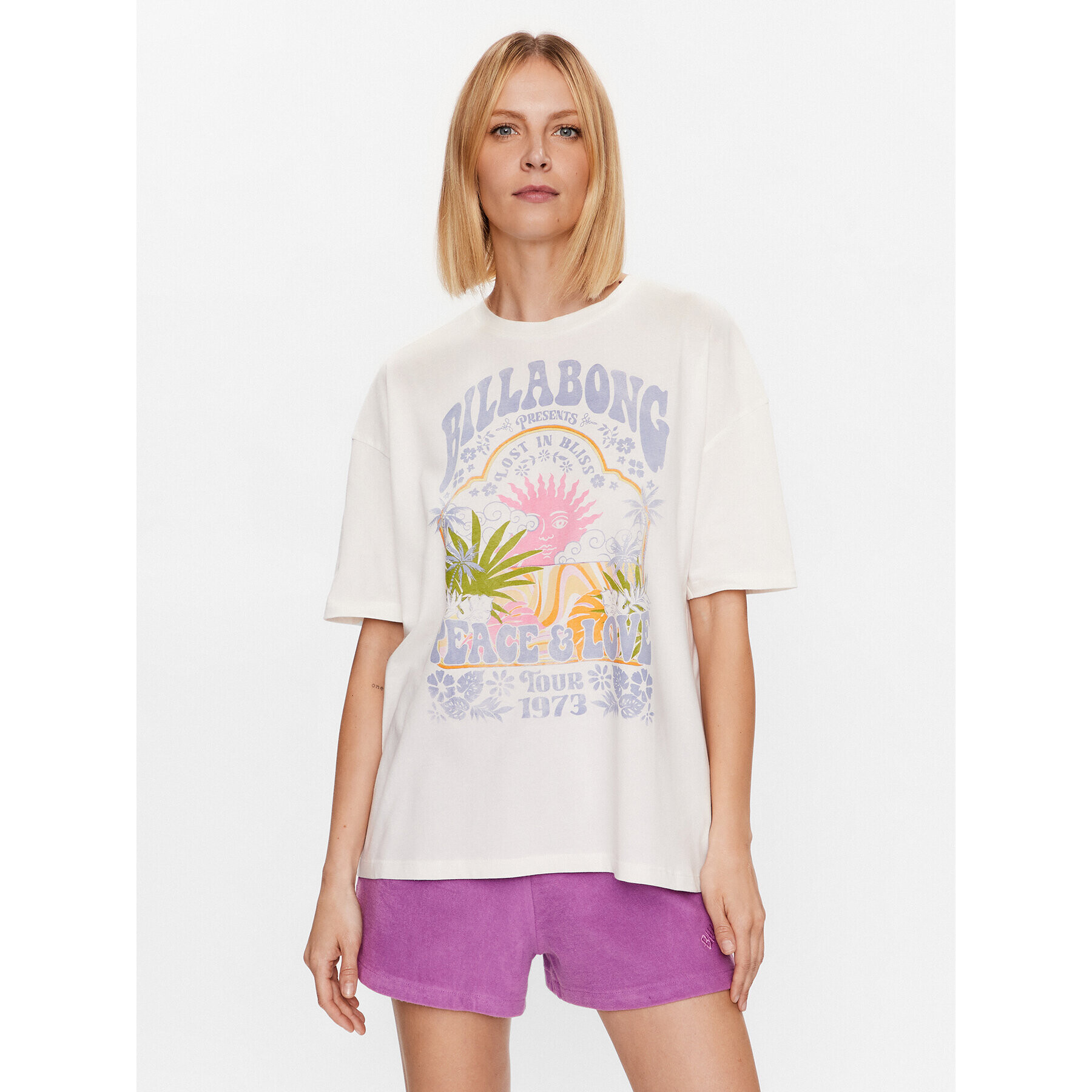 Billabong Тишърт Peace And Love EBJZT00111 Бял Relaxed Fit - Pepit.bg