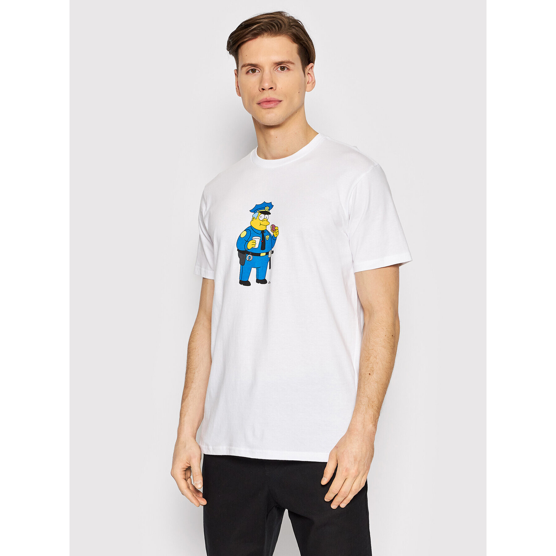 Billabong Тишърт SIMPSONS Wiggum Donut C1SS88 BIP2 Бял Regular Fit - Pepit.bg