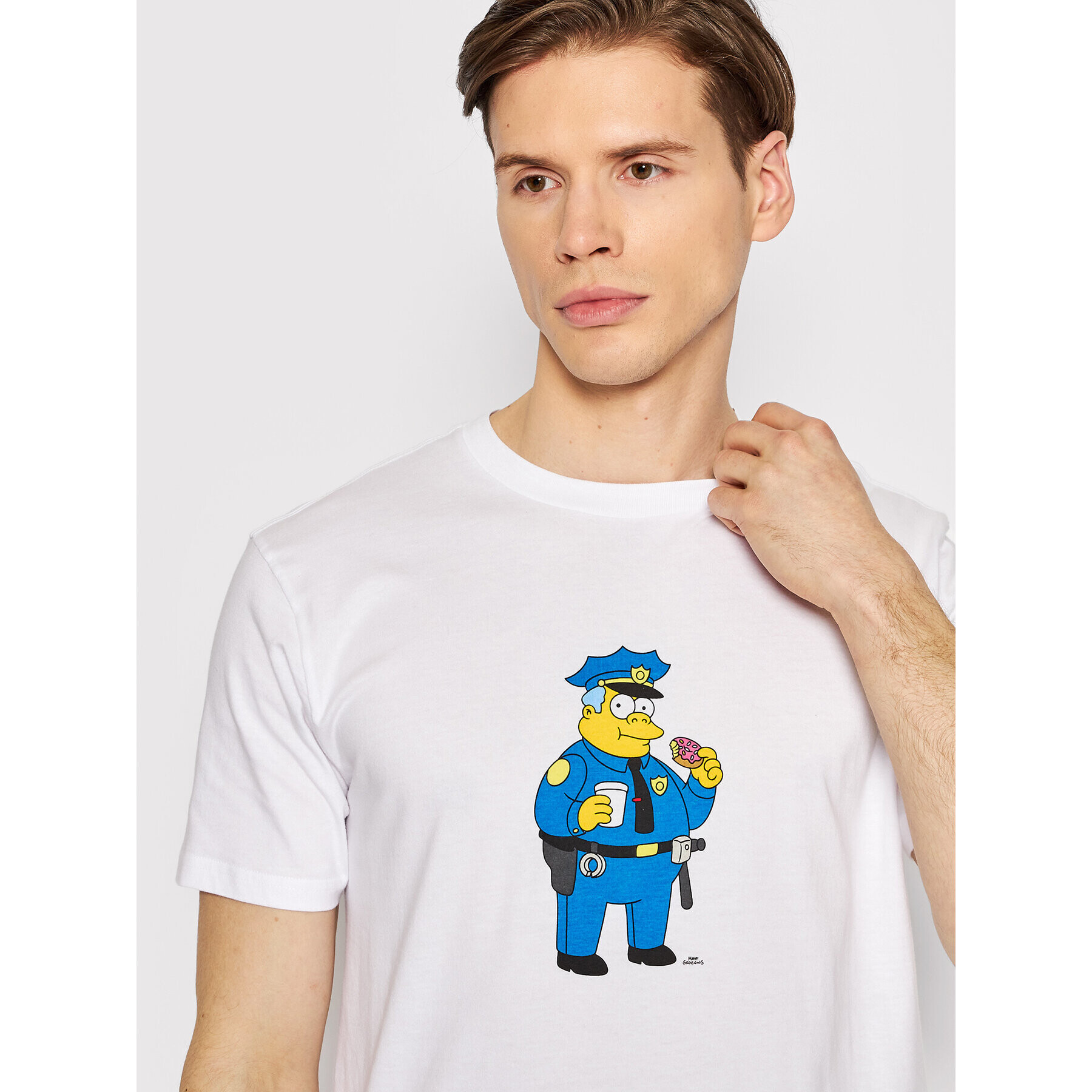 Billabong Тишърт SIMPSONS Wiggum Donut C1SS88 BIP2 Бял Regular Fit - Pepit.bg