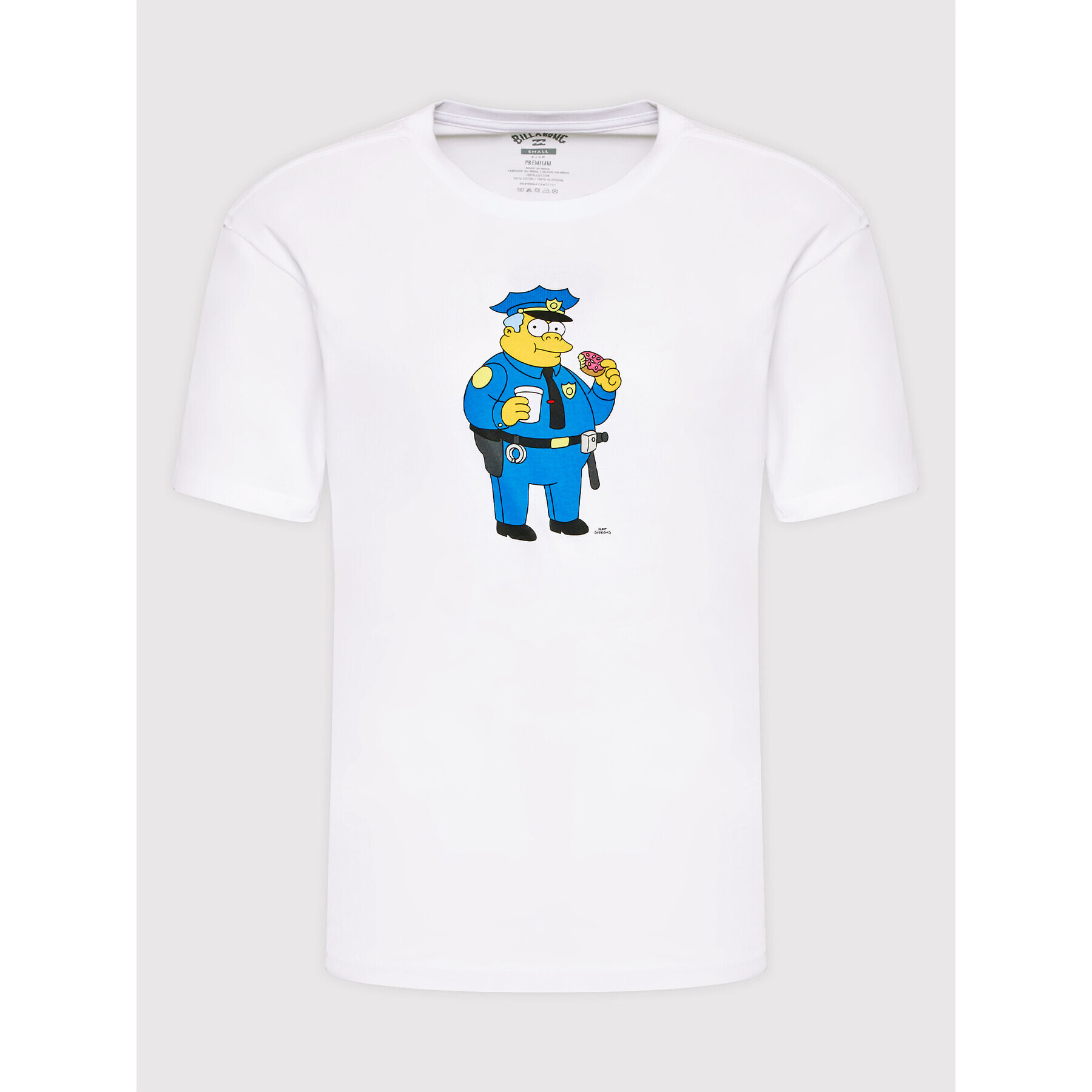 Billabong Тишърт SIMPSONS Wiggum Donut C1SS88 BIP2 Бял Regular Fit - Pepit.bg