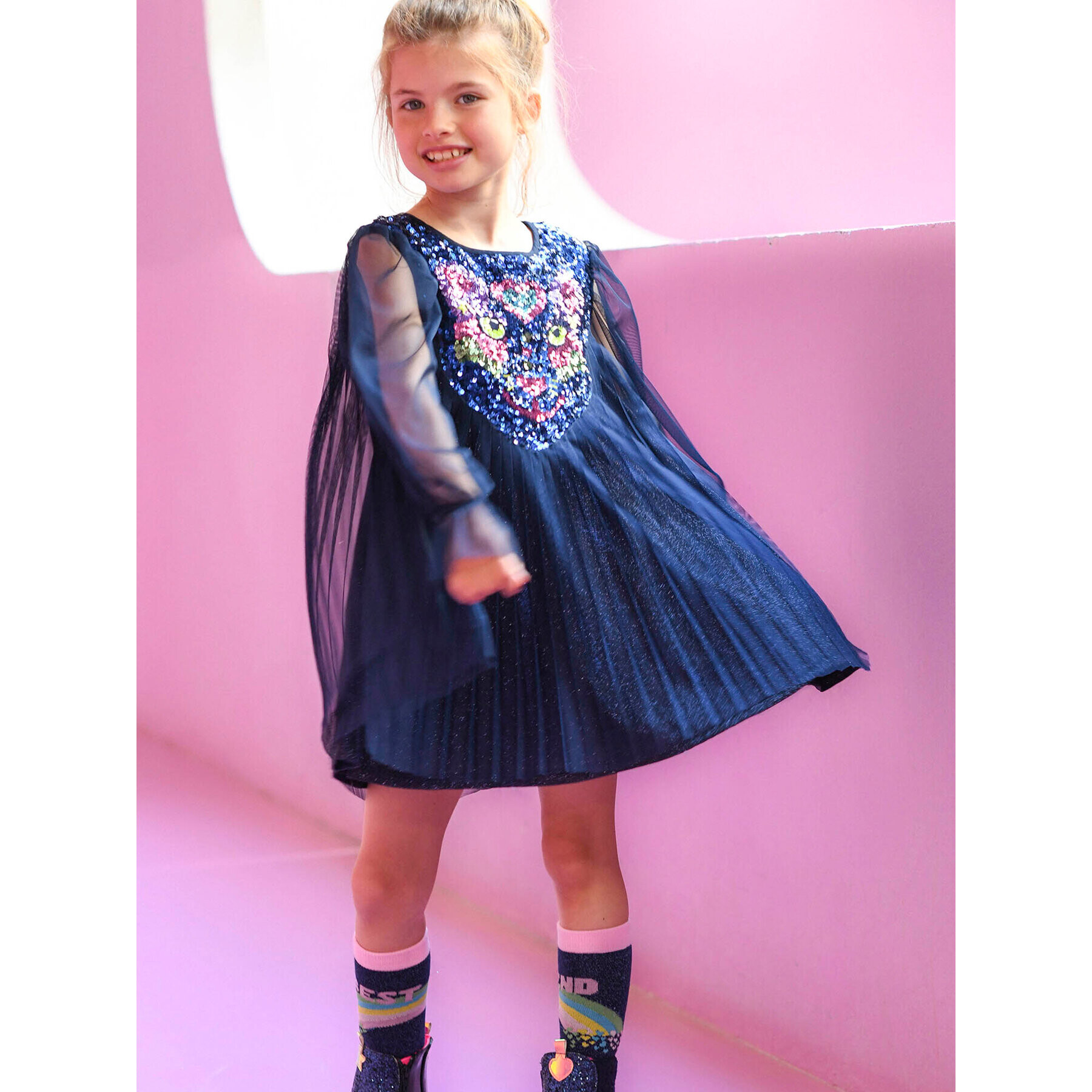 Billieblush Ежедневна рокля U12862 Тъмносин Regular Fit - Pepit.bg