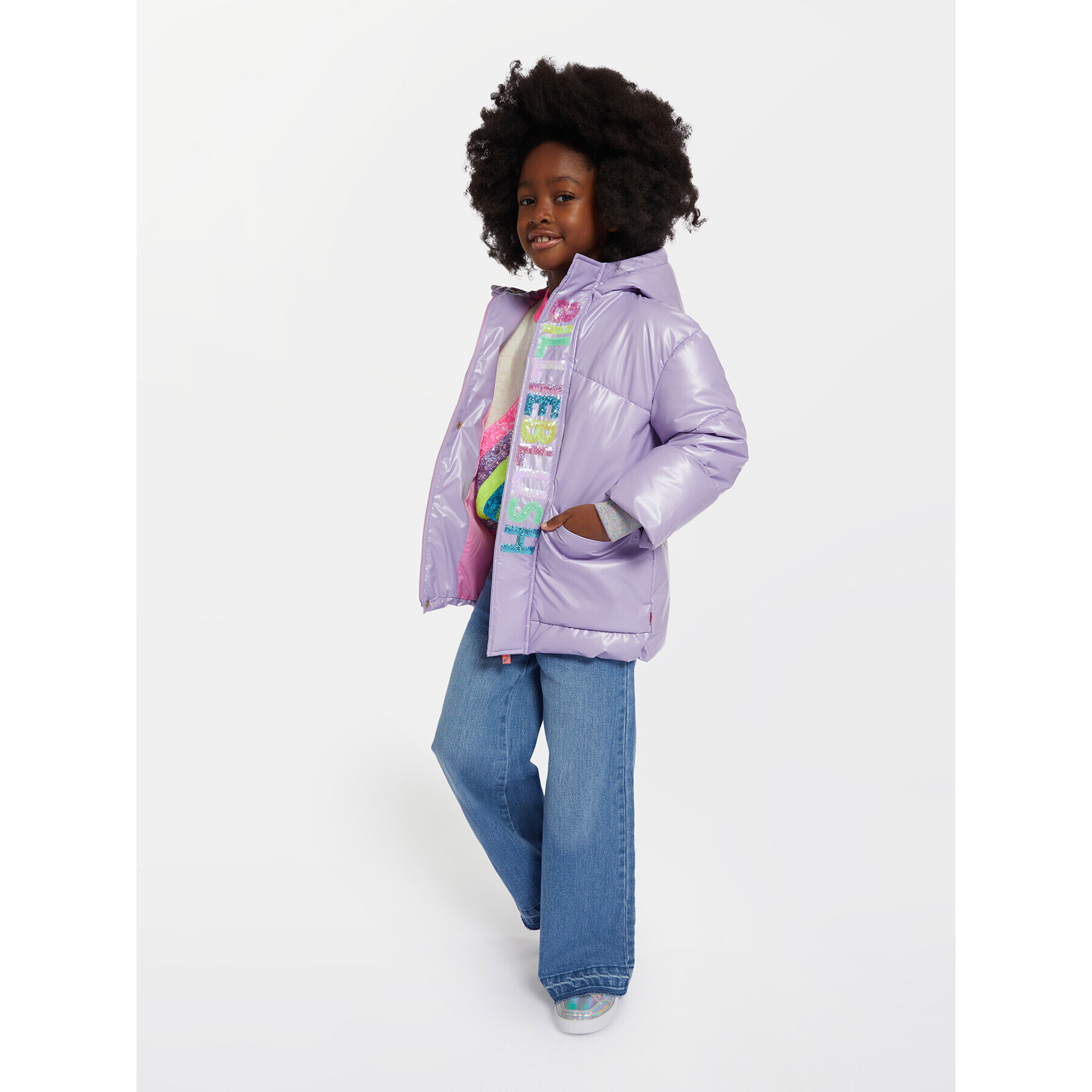 Billieblush Пухено яке U16366 Виолетов Regular Fit - Pepit.bg