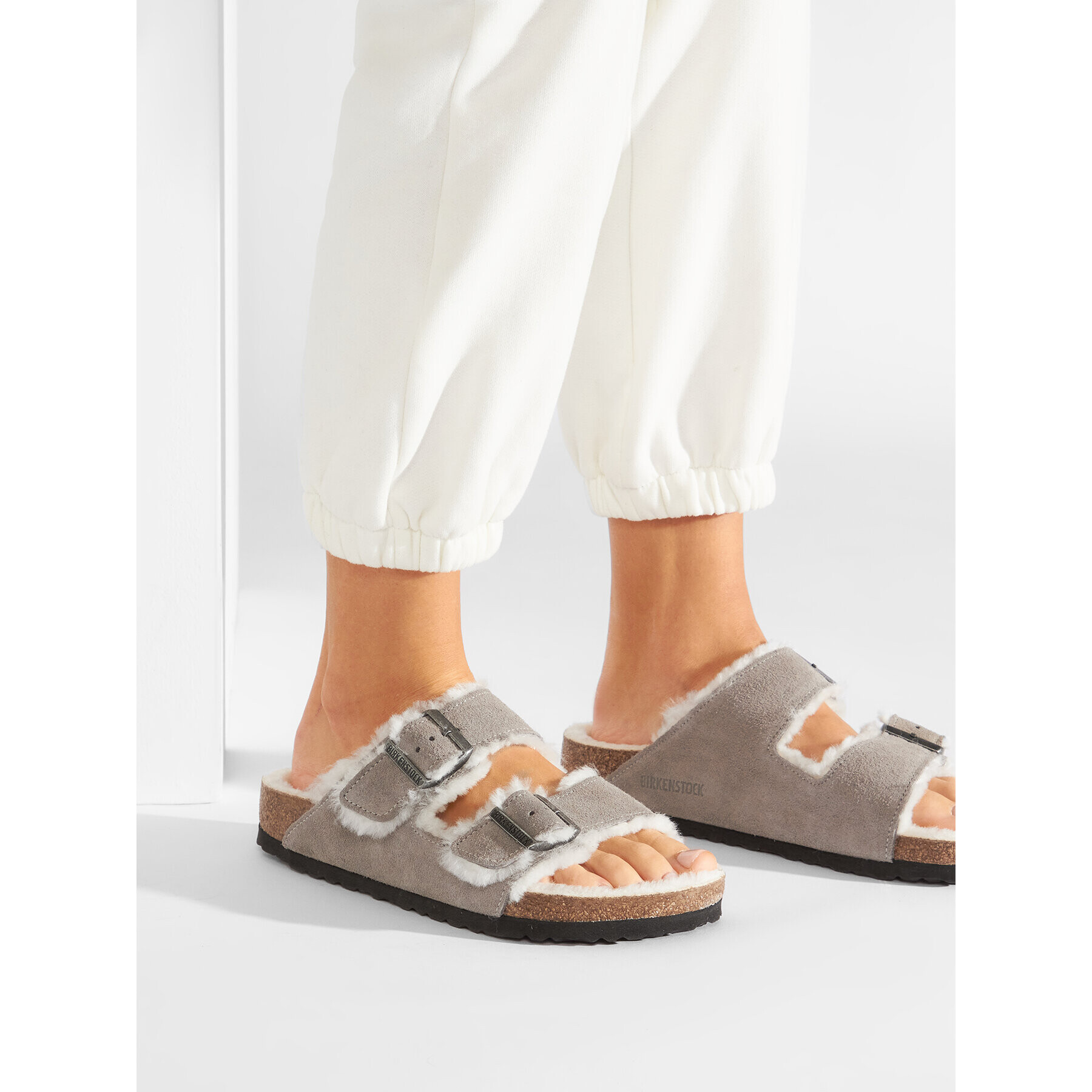 Birkenstock Пантофи Arizona Shearling 1017402 Сив - Pepit.bg