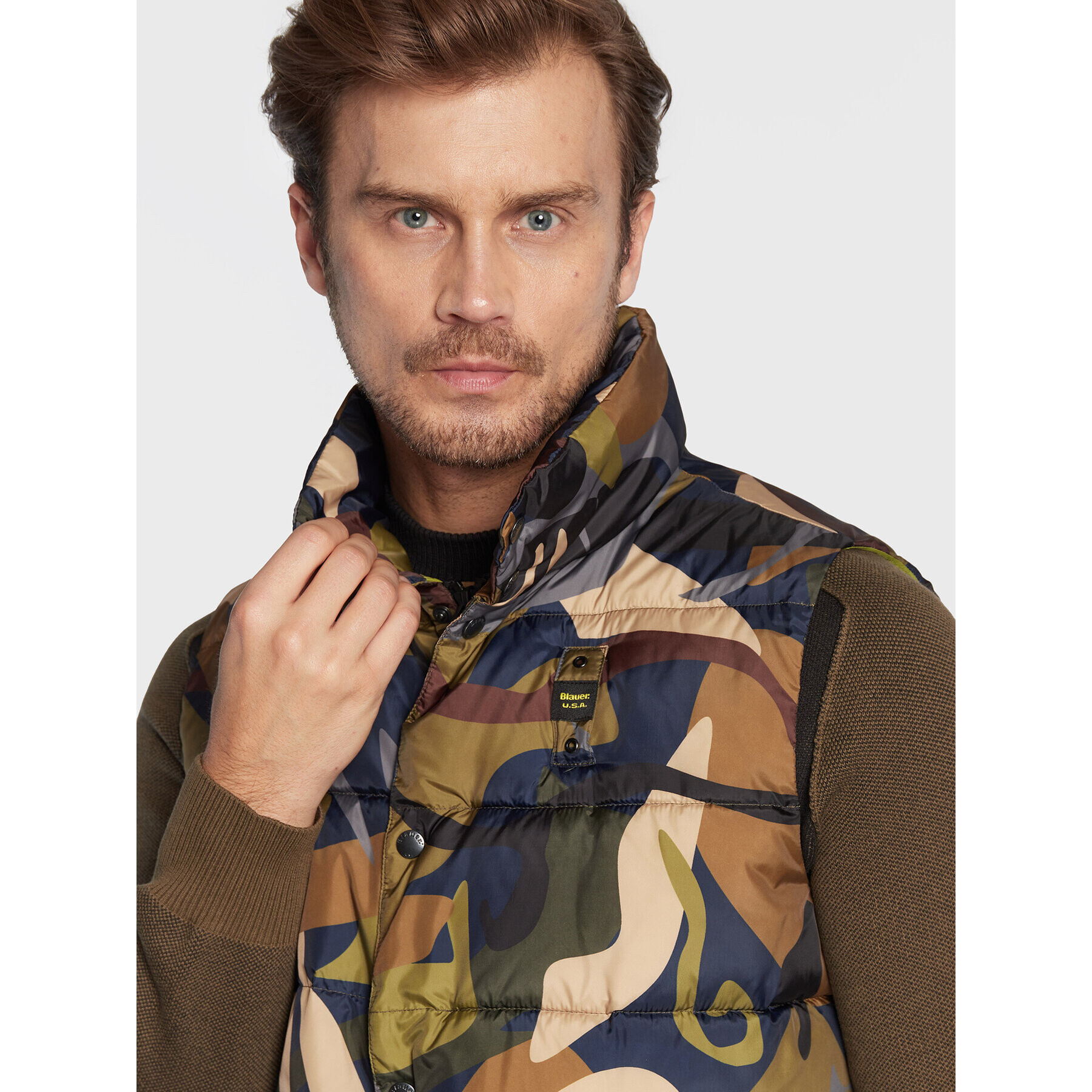 Blauer Елек BLUX02303 006395 Зелен Regular Fit - Pepit.bg