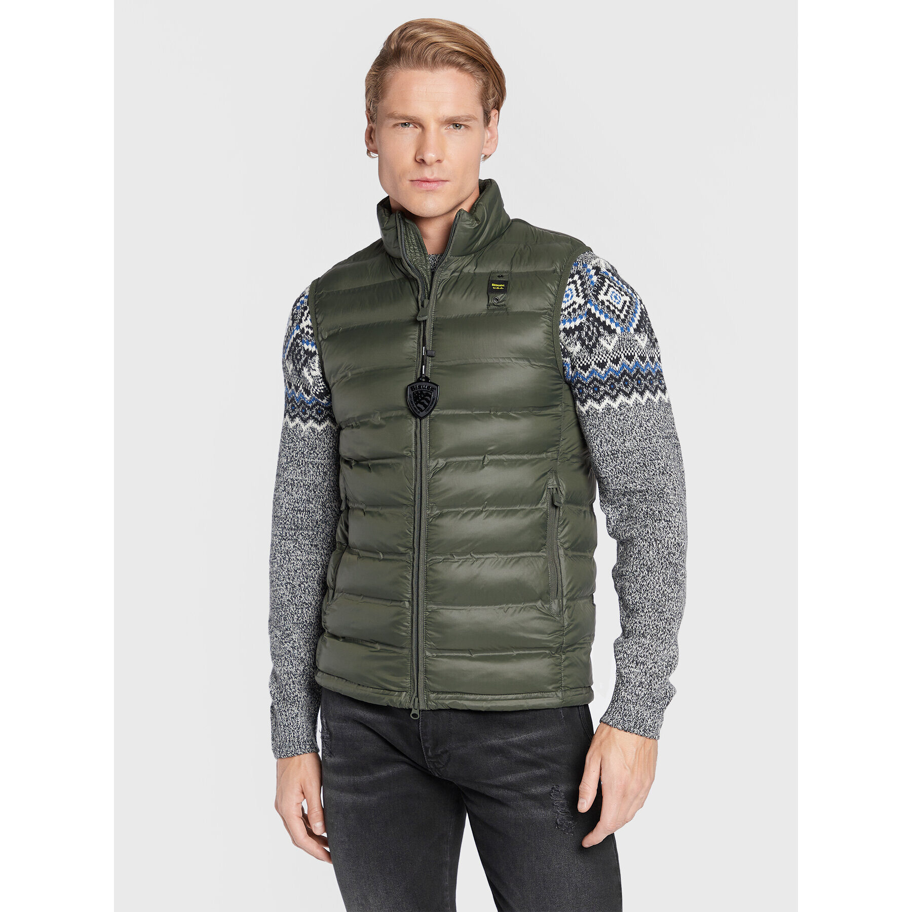 Blauer Елек Logan BLUX02003 006100 Зелен Regular Fit - Pepit.bg