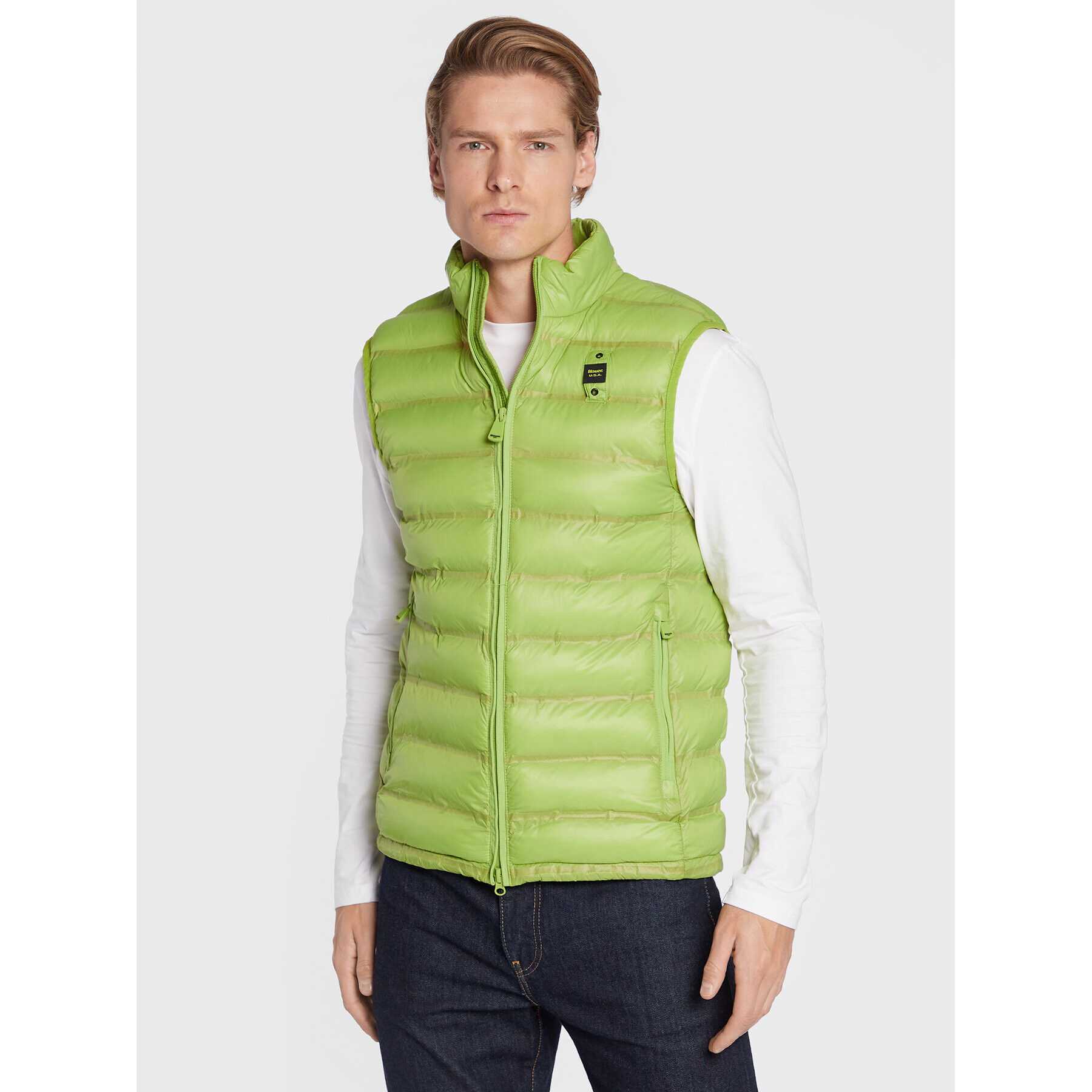 Blauer Елек Logan BLUX02003 006100 Зелен Regular Fit - Pepit.bg