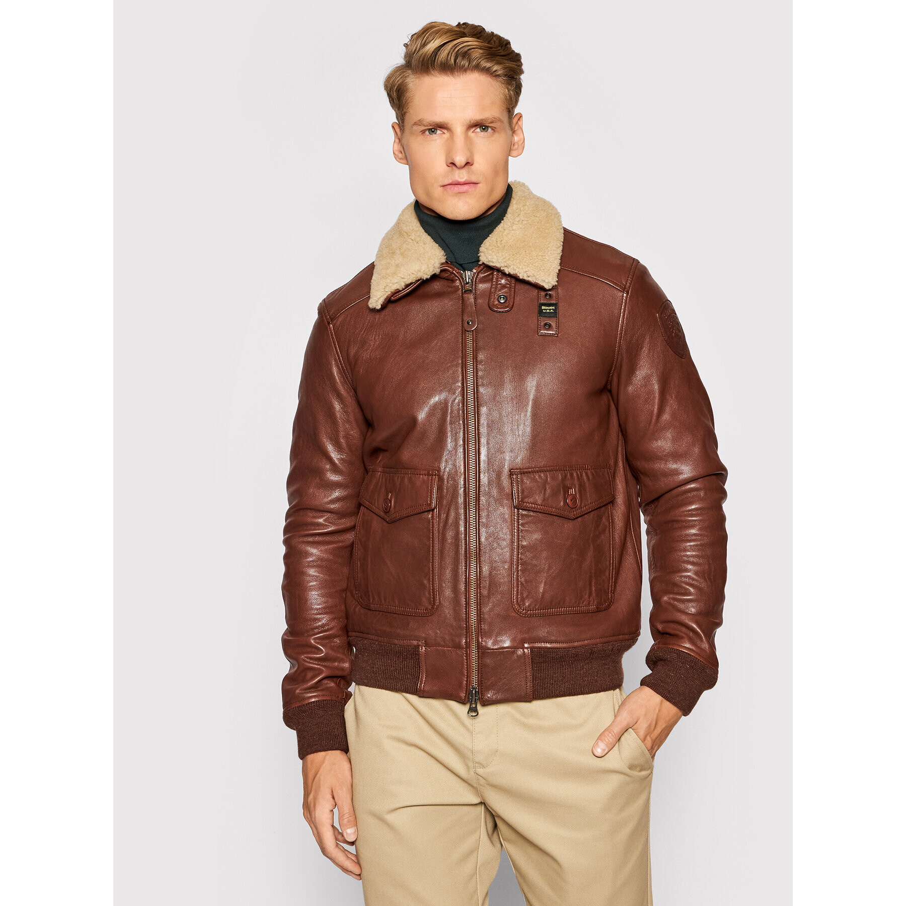 Blauer Кожено яке Andre 21WBLUL01186 005518 Кафяв Regular Fit - Pepit.bg