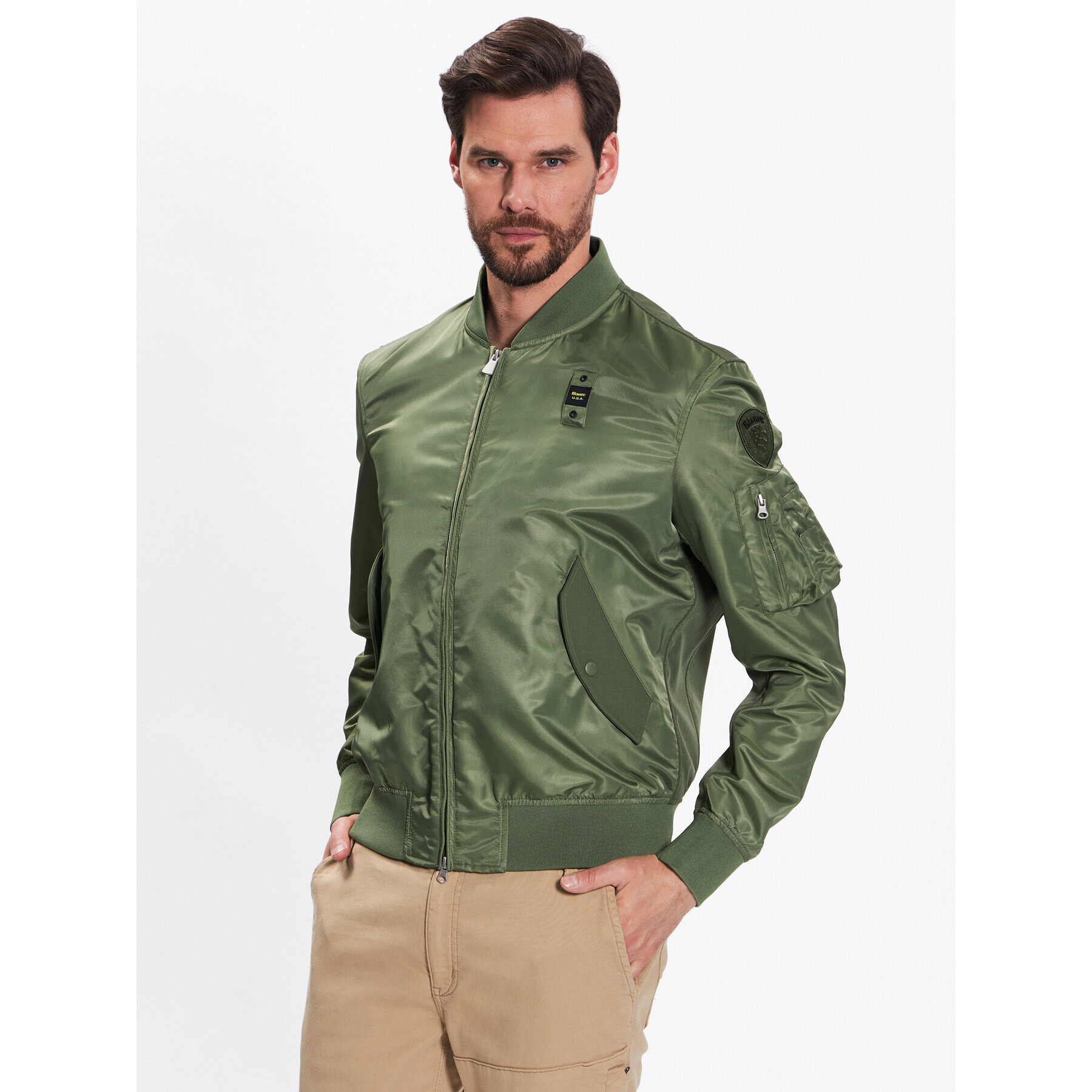 Blauer Преходно яке Kai 23SBLUC04118 Зелен Regular Fit - Pepit.bg