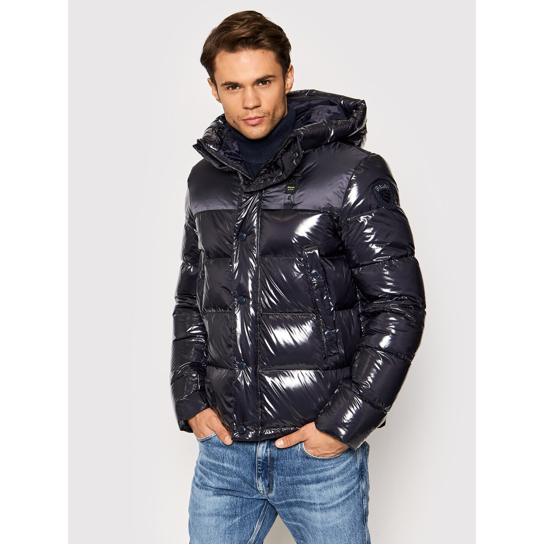Blauer Пухено яке Rafael Shiny 21WBLUC03082 006083 Тъмносин Regular Fit - Pepit.bg