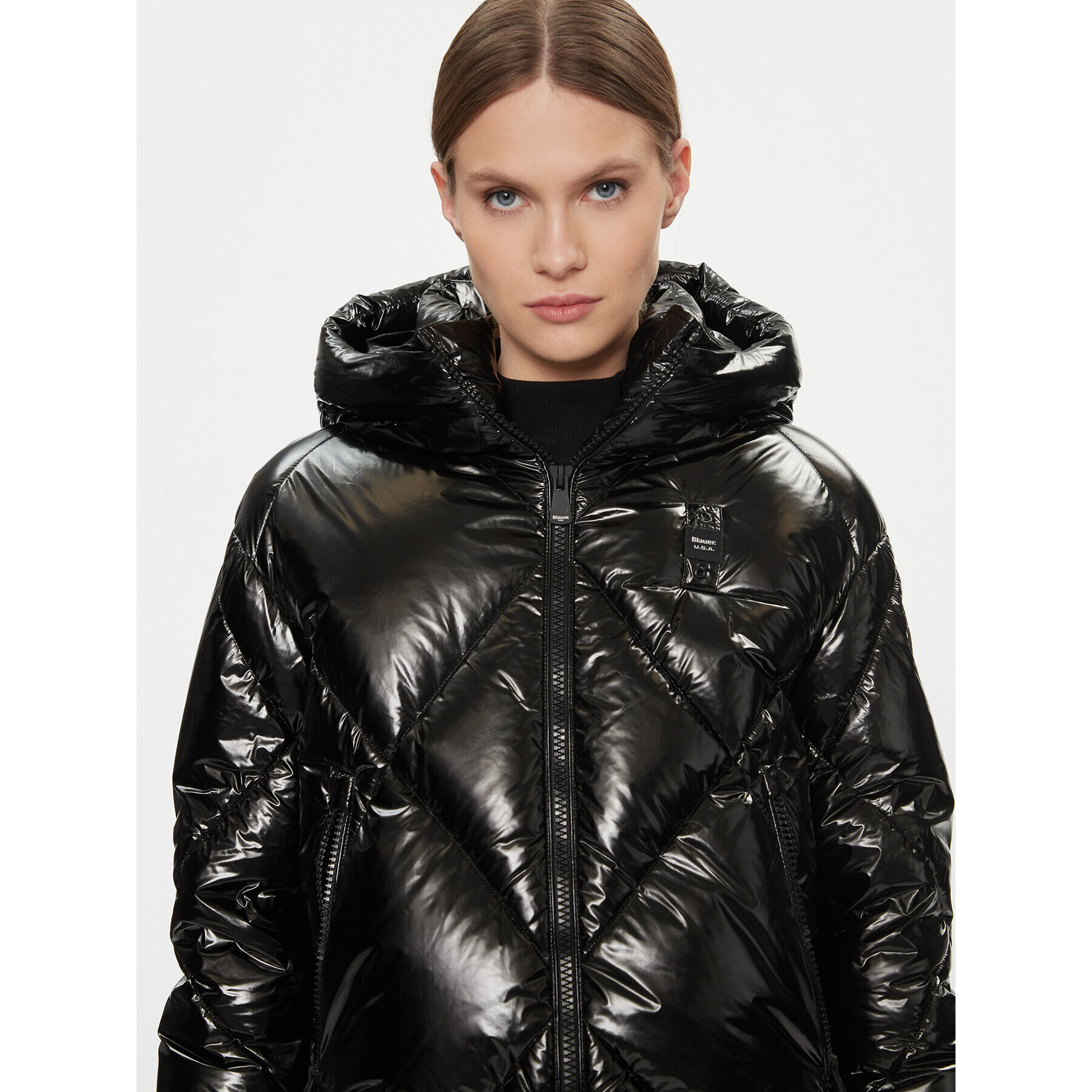 Blauer Пухено яке 23WBLDC03027 Черен Regular Fit - Pepit.bg